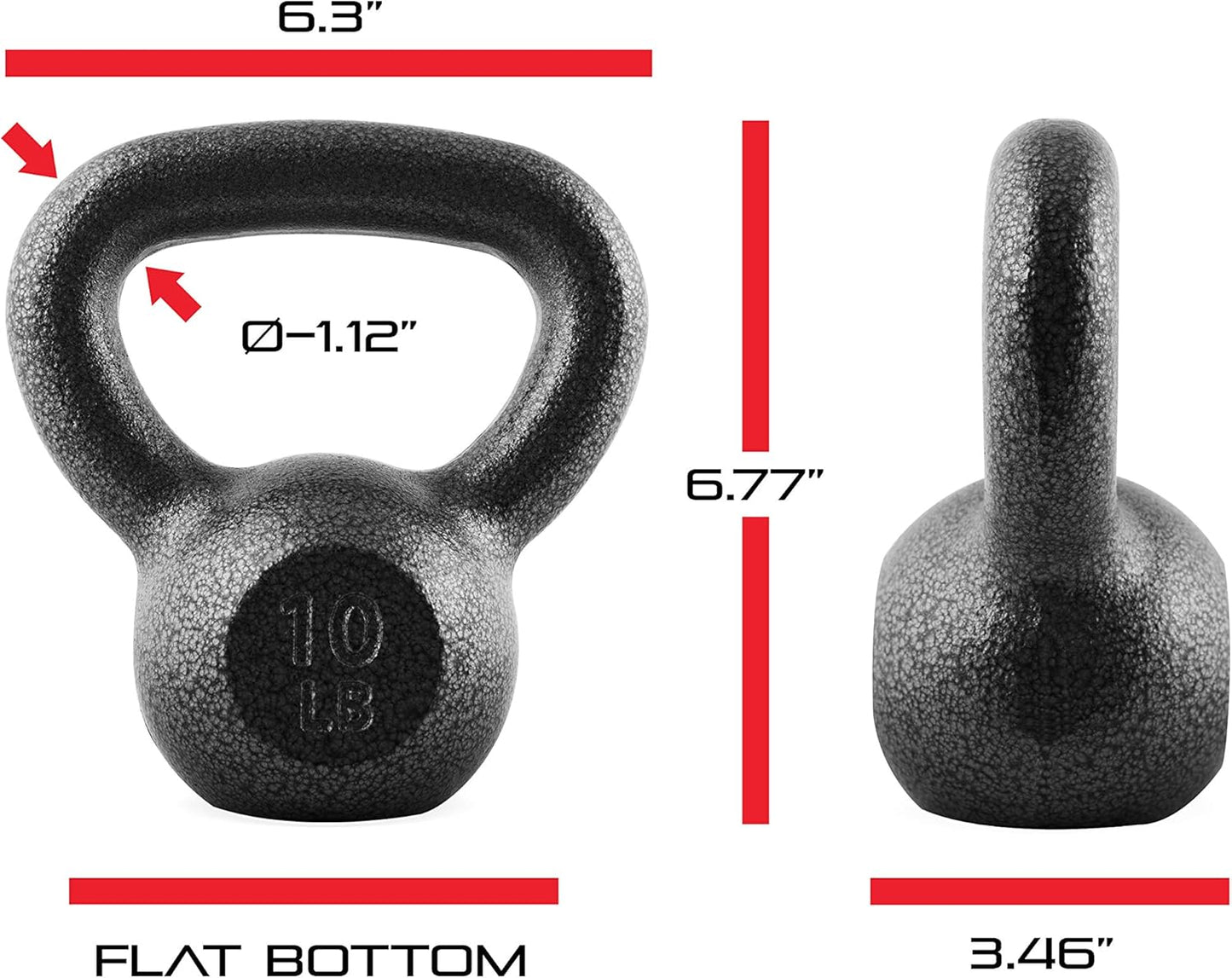 WF Athletic Supply Hammerstone Painted Cast Iron Kettlebells, Home & Gym Equipment, Great for Strength Training, Full Body Workout & Crossfit Training, Color & Size Options Available in 10-80 Pounds
