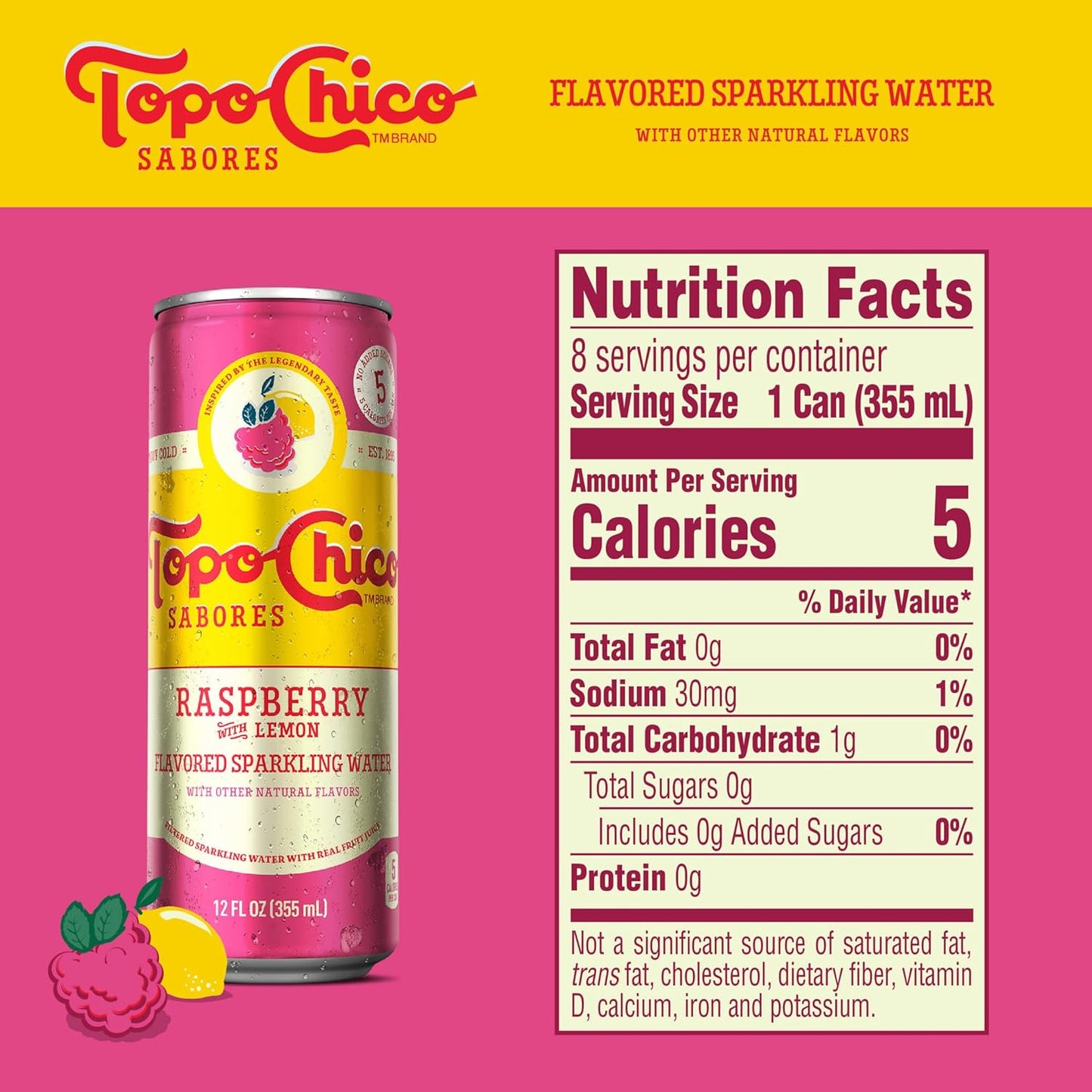 Topo Chico Sabores Raspberry with Lemon 12oz 8pk