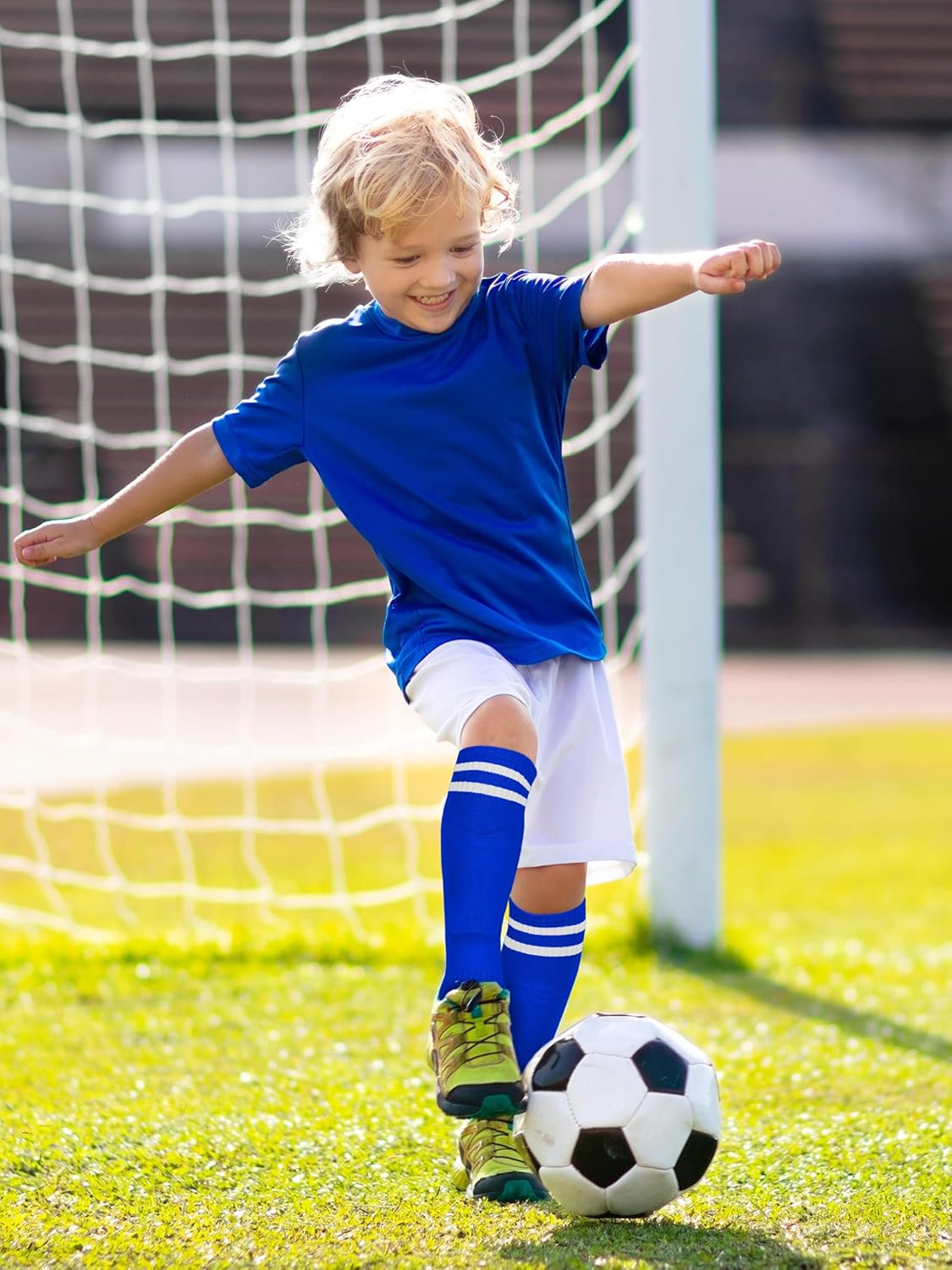 Kids Soccer Shin Guards and Socks Toddler Soccer Shin Pads Protective Defender Gear for 3-15 Years Old Youth Boys Girls