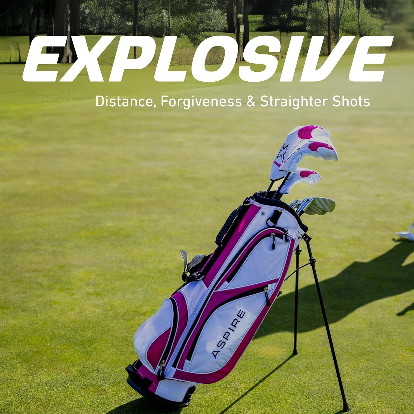 Aspire X1 Women’s Golf Clubs Set – 15 Piece Golf Club Package with Titanium Alloy Driver, Fairway Wood, 6pw Irons, Putter, Lightweight Stand Bag & Headcovers – Right Handed Petite & Regular Sizes