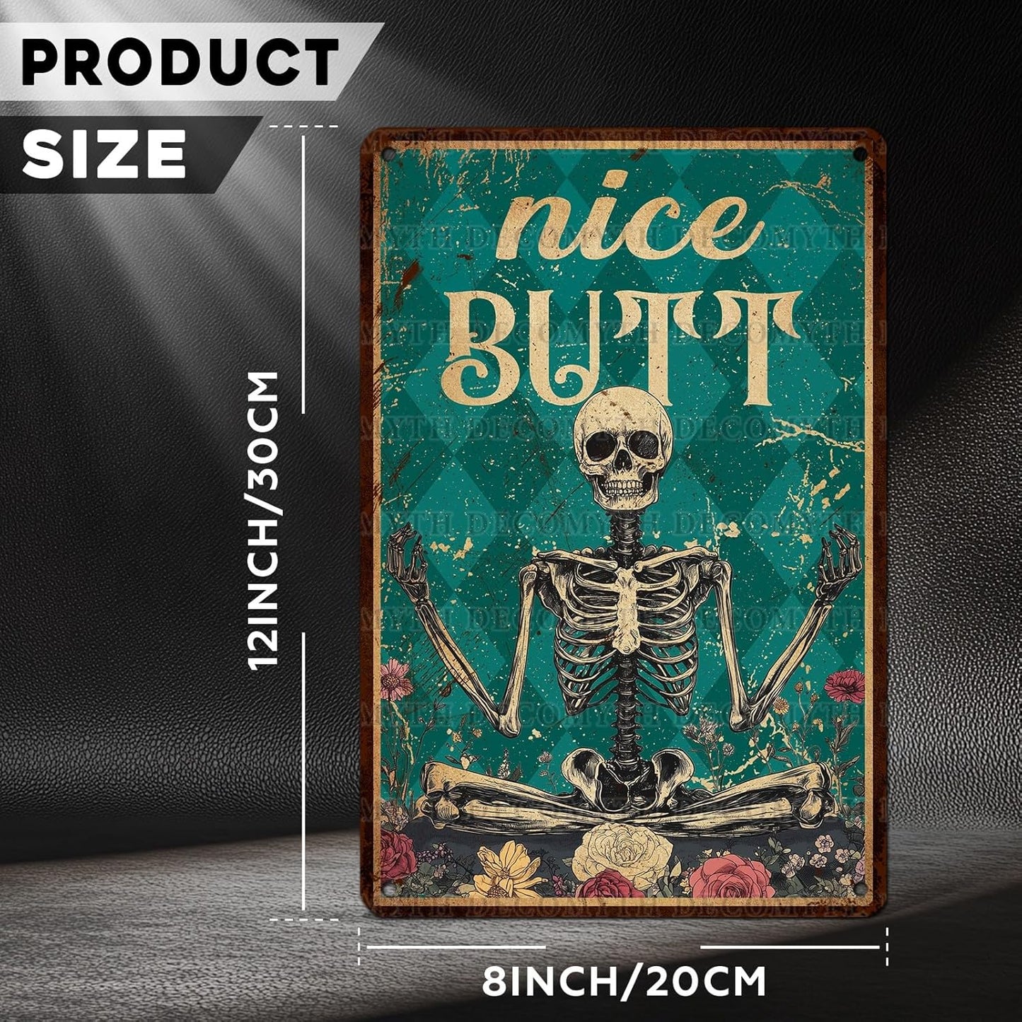 Skeleton Decor Tin Sign Retro Funny Skeleton Metal Sign for Bedroom Cafe Home Coffee Kitchen Bathroom Funny Wall Decor Art 12 * 8inch