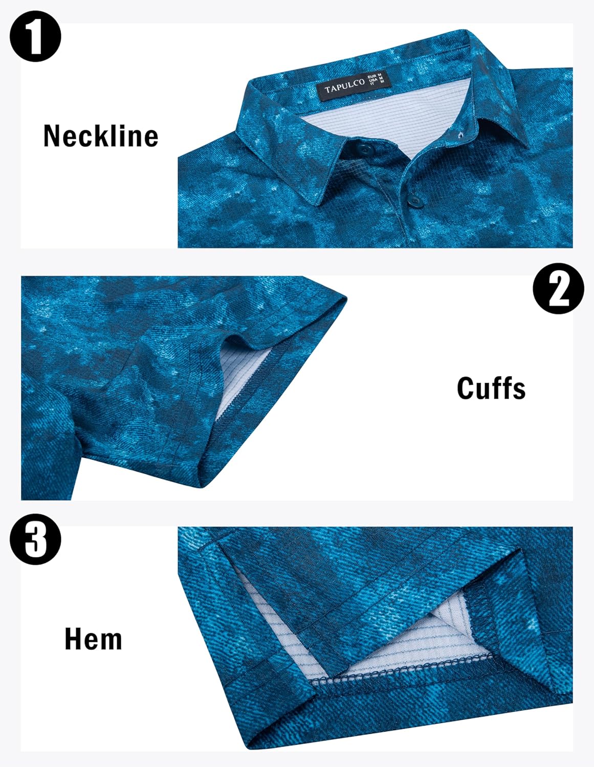 TAPULCO Mens Quick Dry Polo Shirts Camouflage Pattern Performance Athletic Lightweight Breathable Casual Golf Tshirts