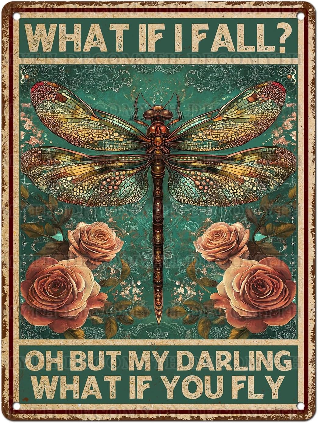 Vintage Tin Sign What If You Fly Tin Sign Metal Wall Decor for Home Office Kitchen Bar Cafe Garden Wall Decor 12 * 16inch