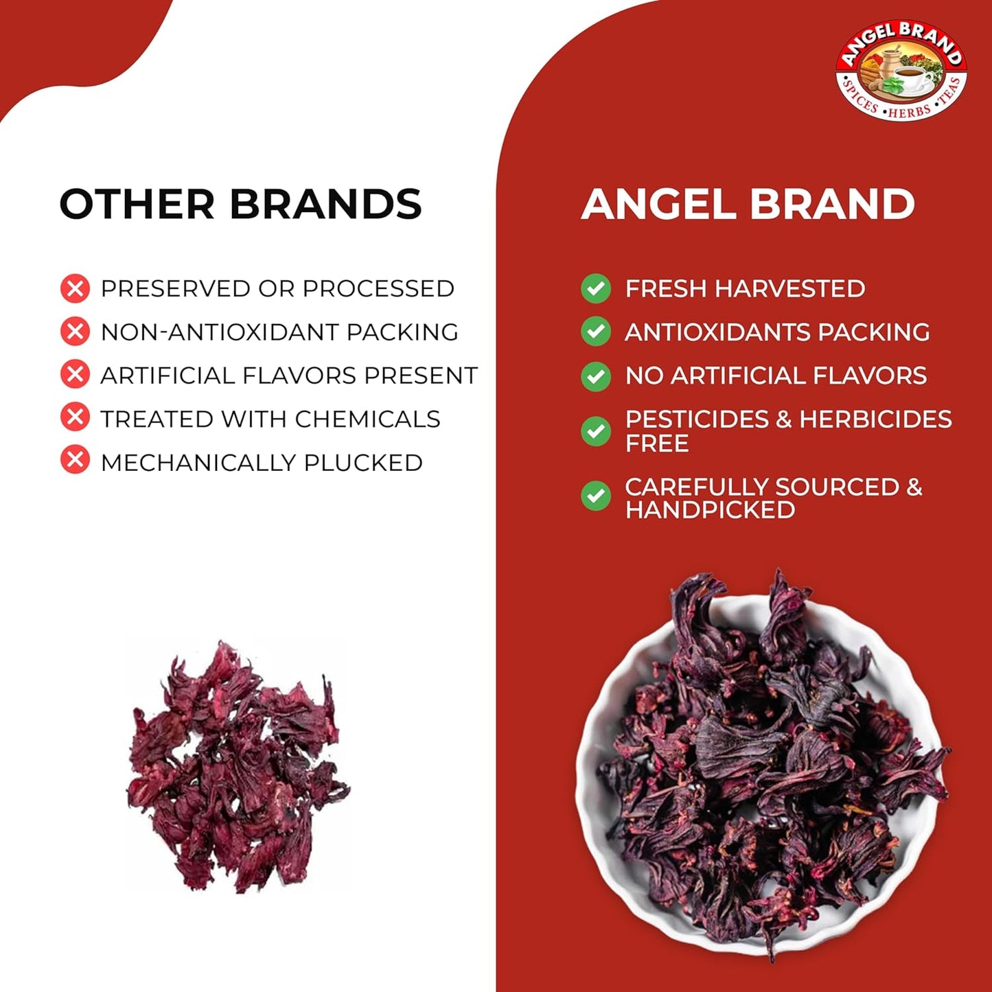 Angel Brand Dried Sorrel Hibiscus Flowers 4.5 oz Pouch Pack of 2 - Discover Rich Flavor & Aroma of Healthful Delights with Hibiscus Tea Loose Leaf - Enjoy Nutritious Beverages to Elevate Health