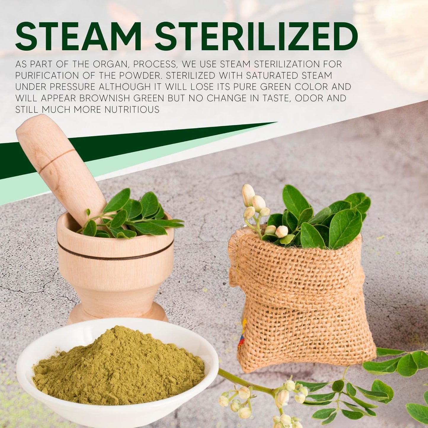 Moringa Powder - 1 lb - Organic Moringa Oleifera - 100% Raw and Pure Moringa Leaf Powder - Great for Drinks, Tea, Smoothies & Recipes - Food-Grade, Vegan, Resealable Stand-Up Bag