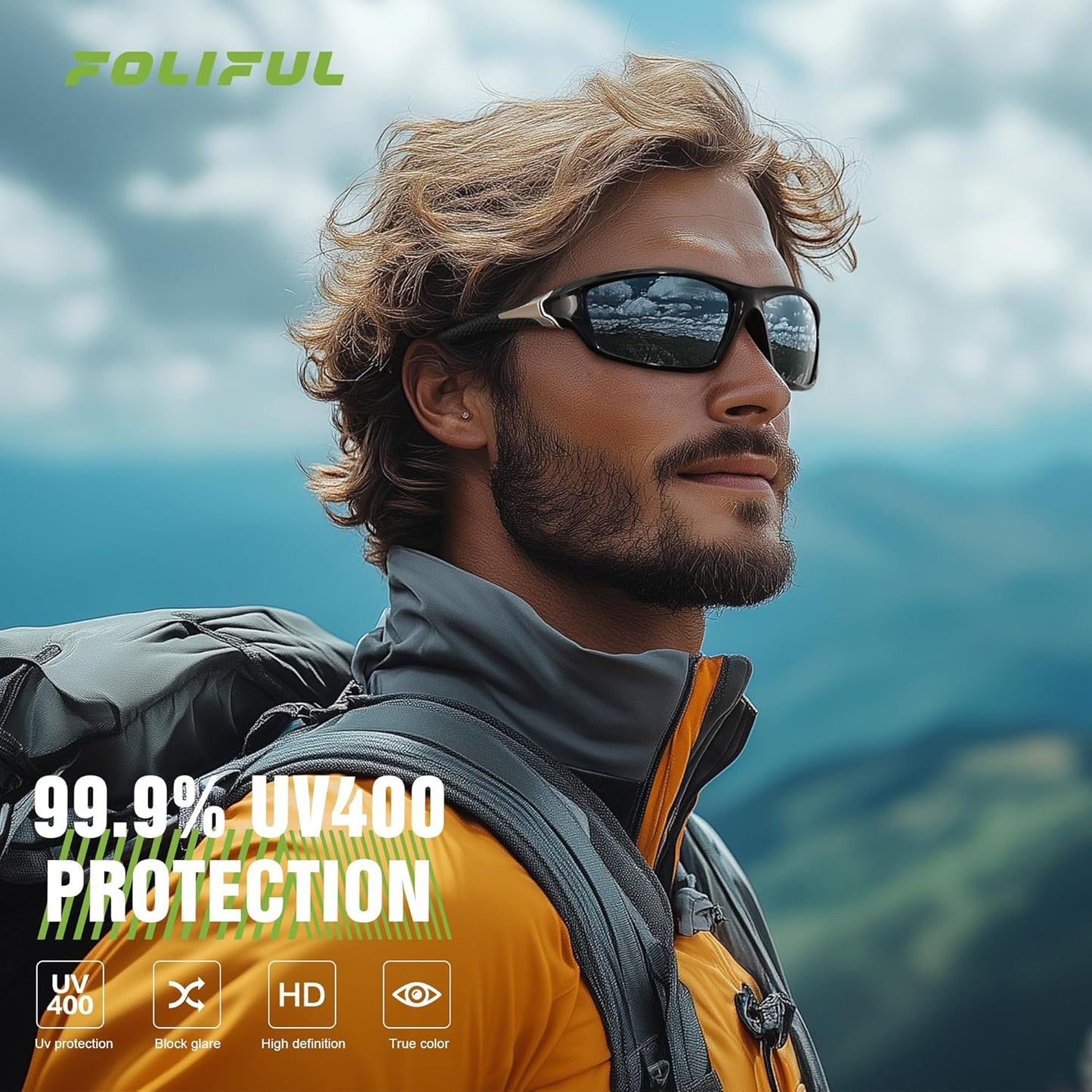 3 Pack Polarized Sports Sunglasses for Men, Mens Sunglasses Wrap Around UV400 Protection for Cycling Fishing Driving