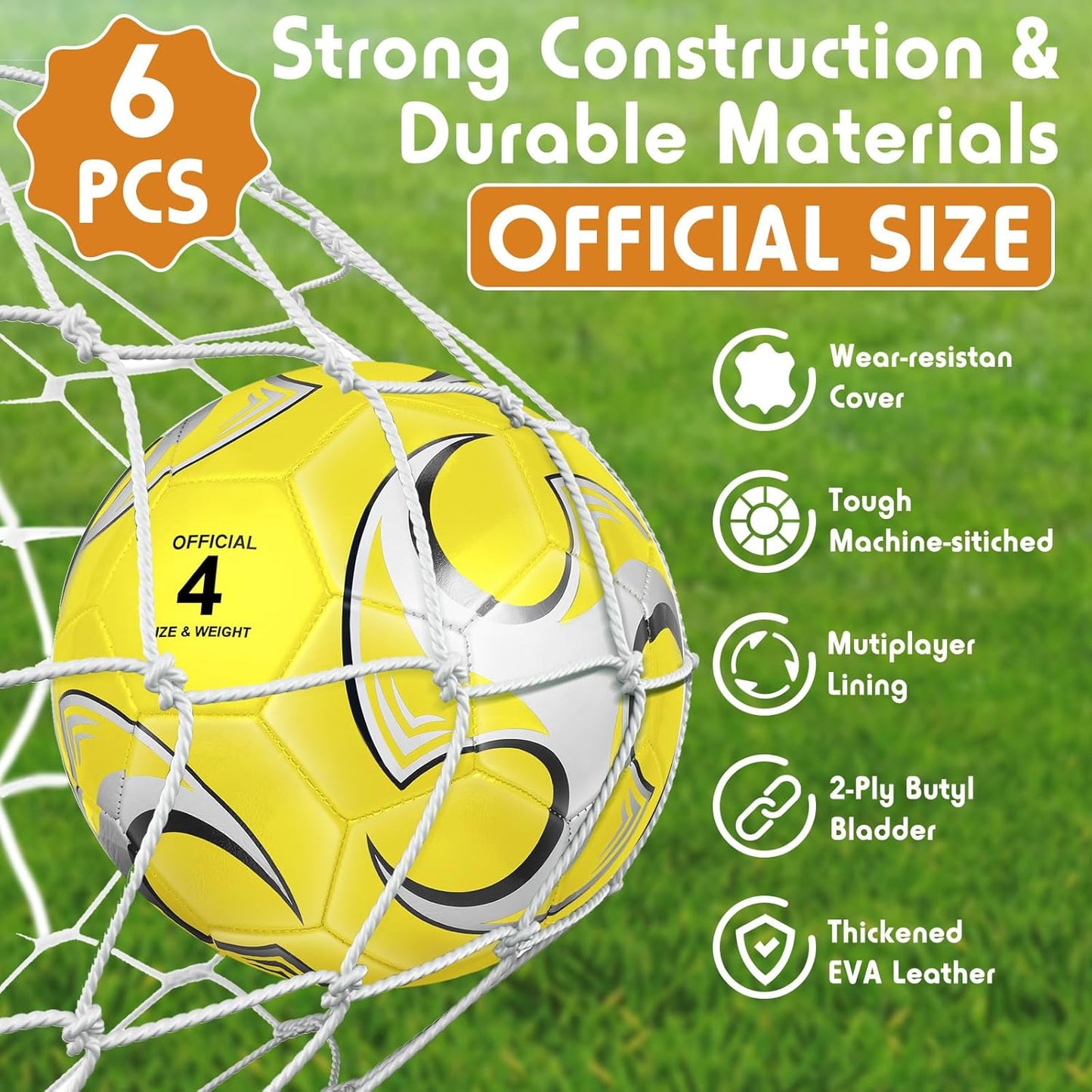 6 Pcs Operation Christmas Soccer Ball Bulk with Pump Needles, Size 3 4 5 Deflated Soccer Ball Gift for Youth Adult Game Training Practice Christian Charity Donation Supplies