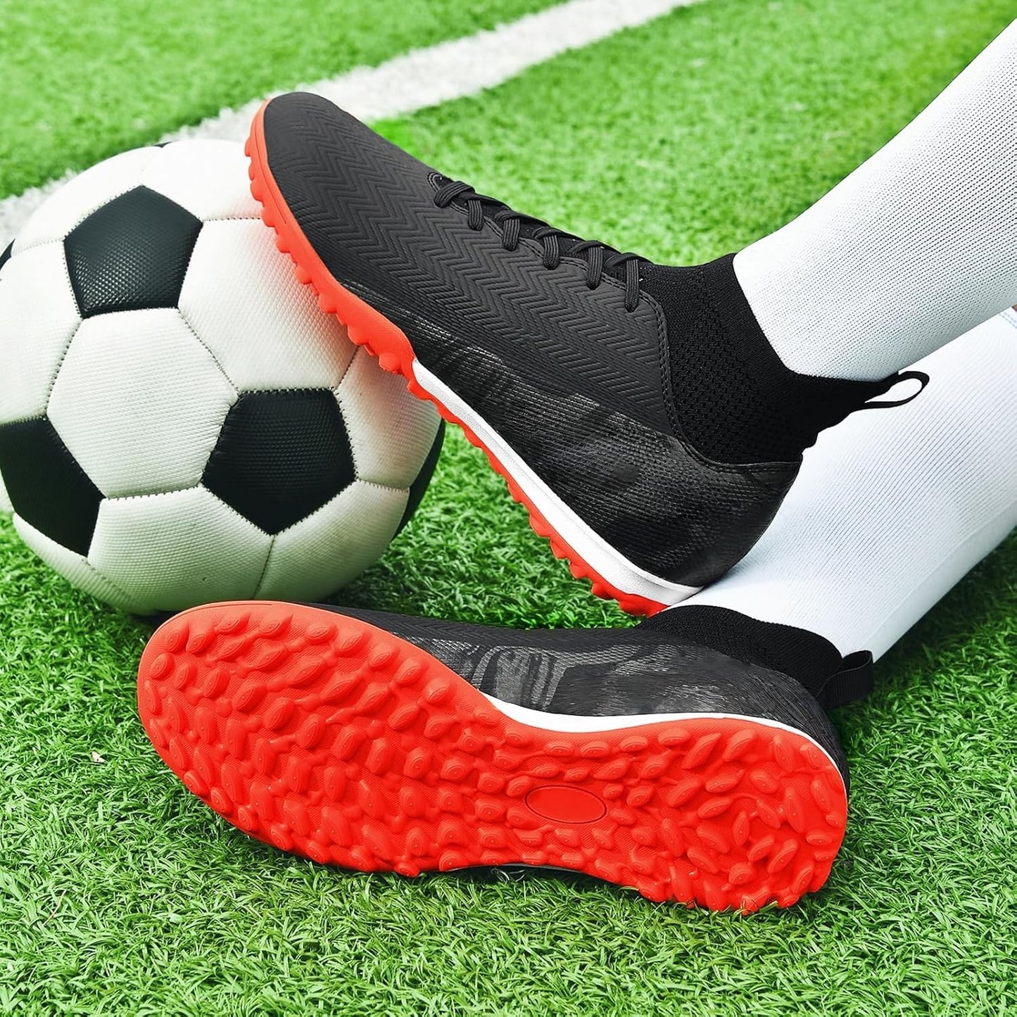 Indoor Soccer Cleats Mens Womens Turf Soccer Cleats Wide Socer Shoes FG AG TF High Ankle Football Boots