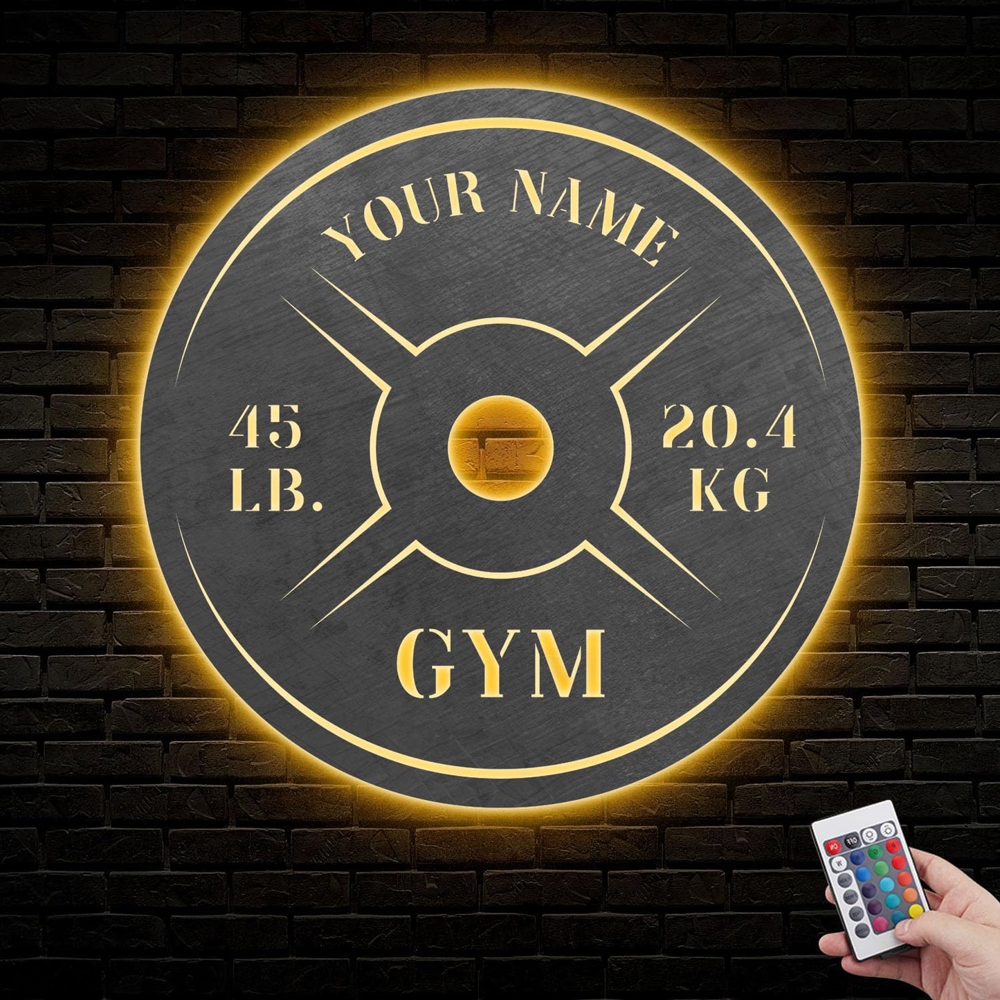 Personalized Home Gym LED Tin Metal Sign Multiple Sizes, Weight Lifting Exercise Workout Room Training Fitness Center Motivational Inspirational Quotes Decor Wall Art Hanging Accessories (11 LED)