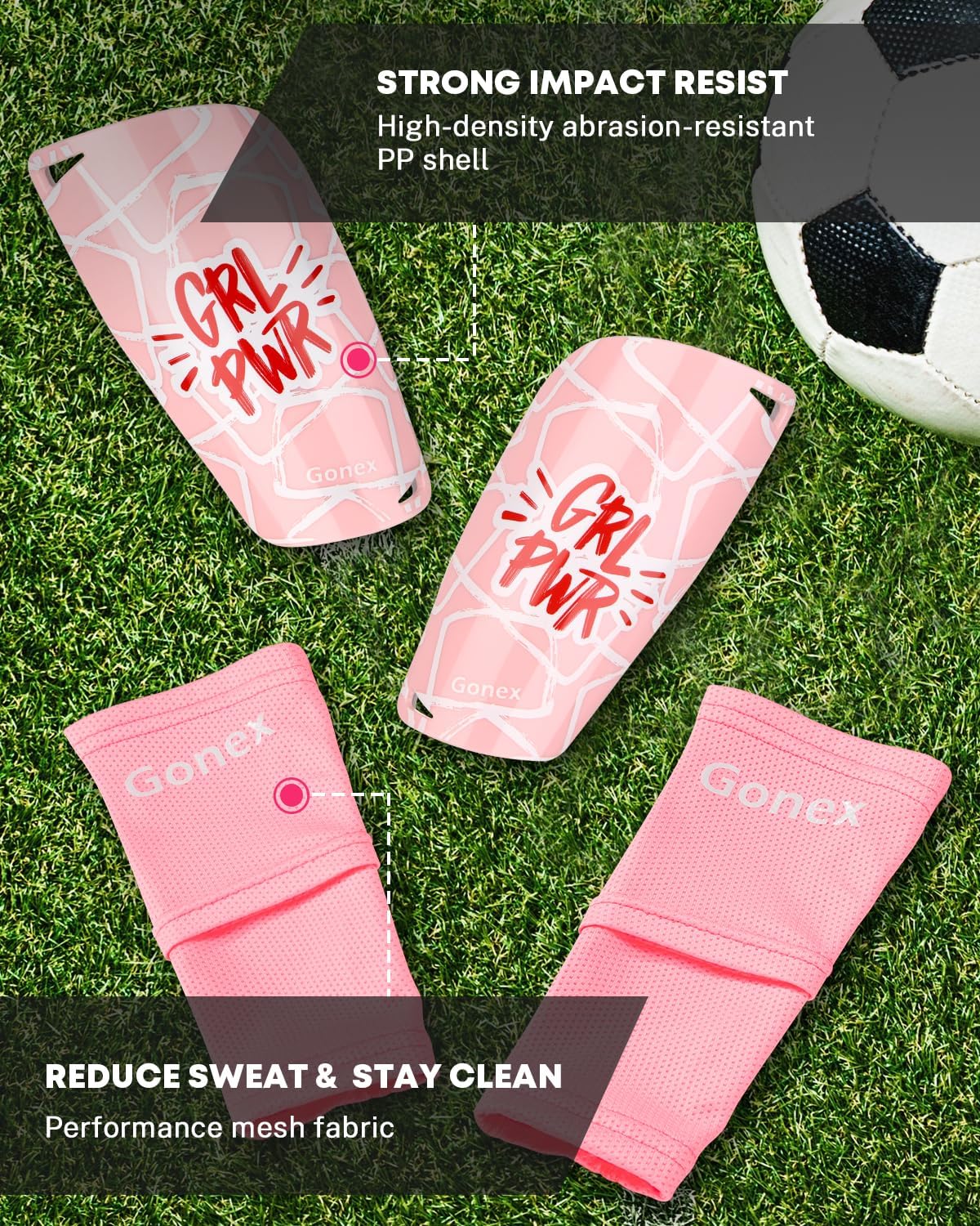 Gonex Soccer Shin Guards for Kids Adult, Youth Boys Girls Shin Guards Slip in Soccer Shin Pad Sleeves Canilleras for Football Games, EVA Cushion Protection Reduce Shocks & Injuries