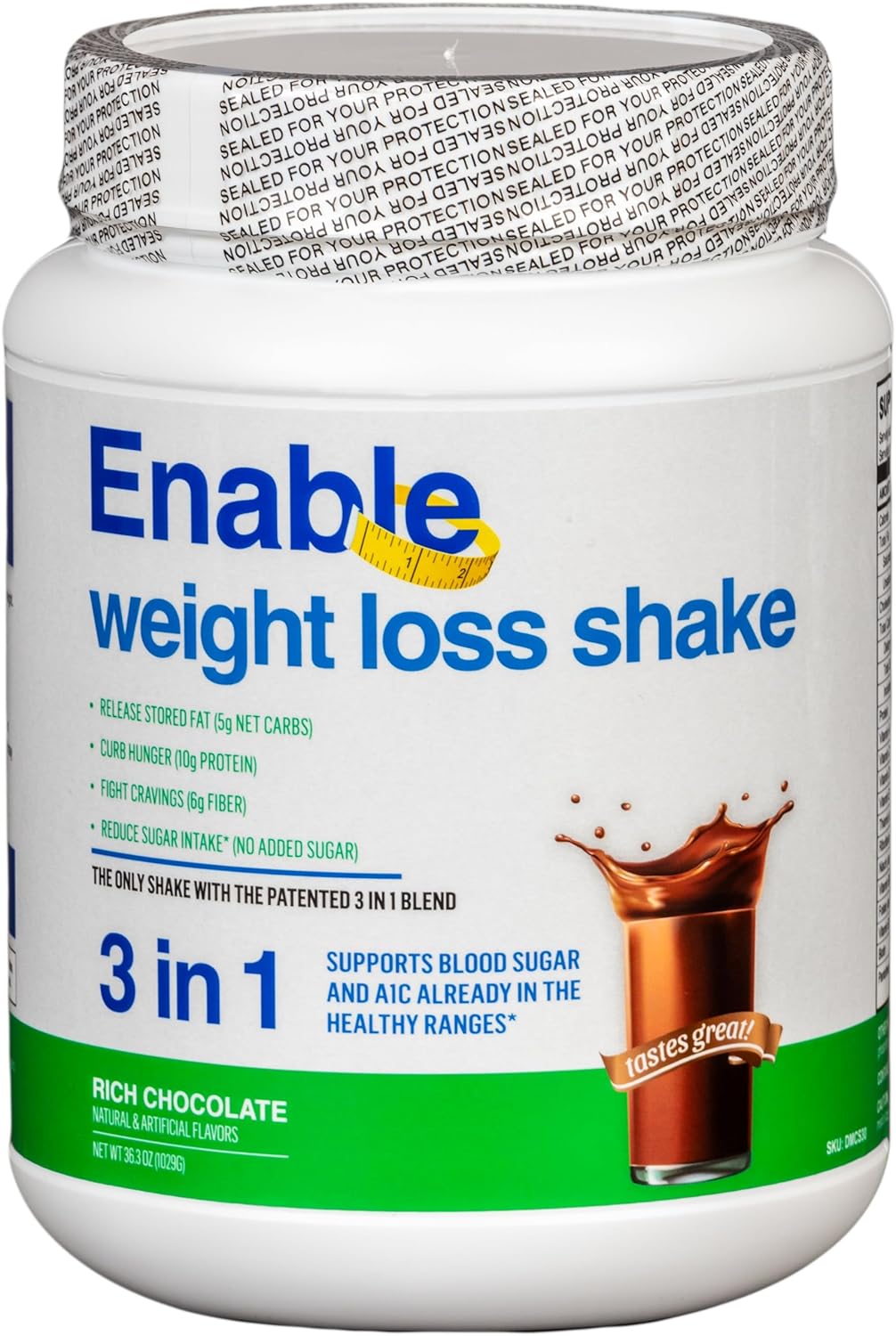 Enable Weight Loss Shake - Rich Chocolate Flavor for Delicious & Nutritious Meal Replacement, 2lb 11oz