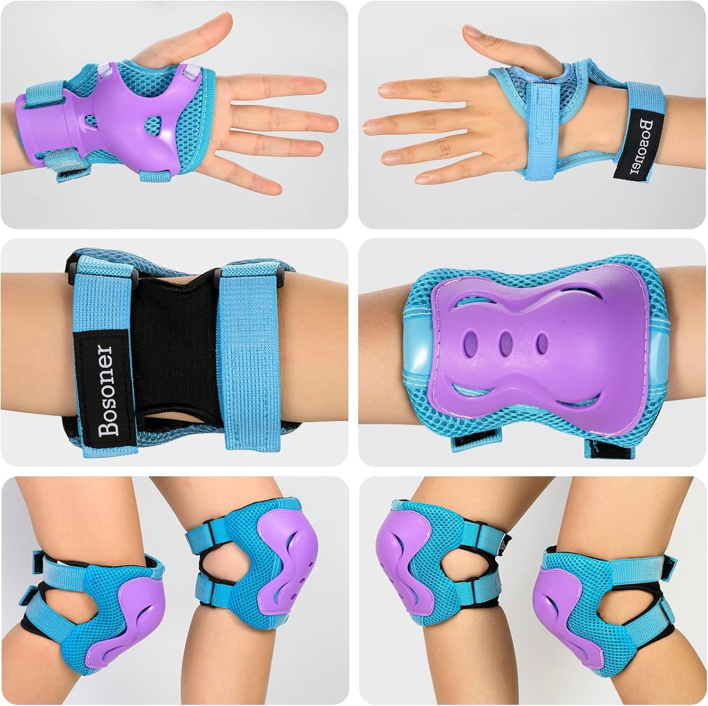 BOSONER Kids/Youth Knee Pad Elbow Pads Guards Protective Gear Set for Roller Skates Cycling BMX Bike Skateboard Inline Skatings Scooter Riding Sports