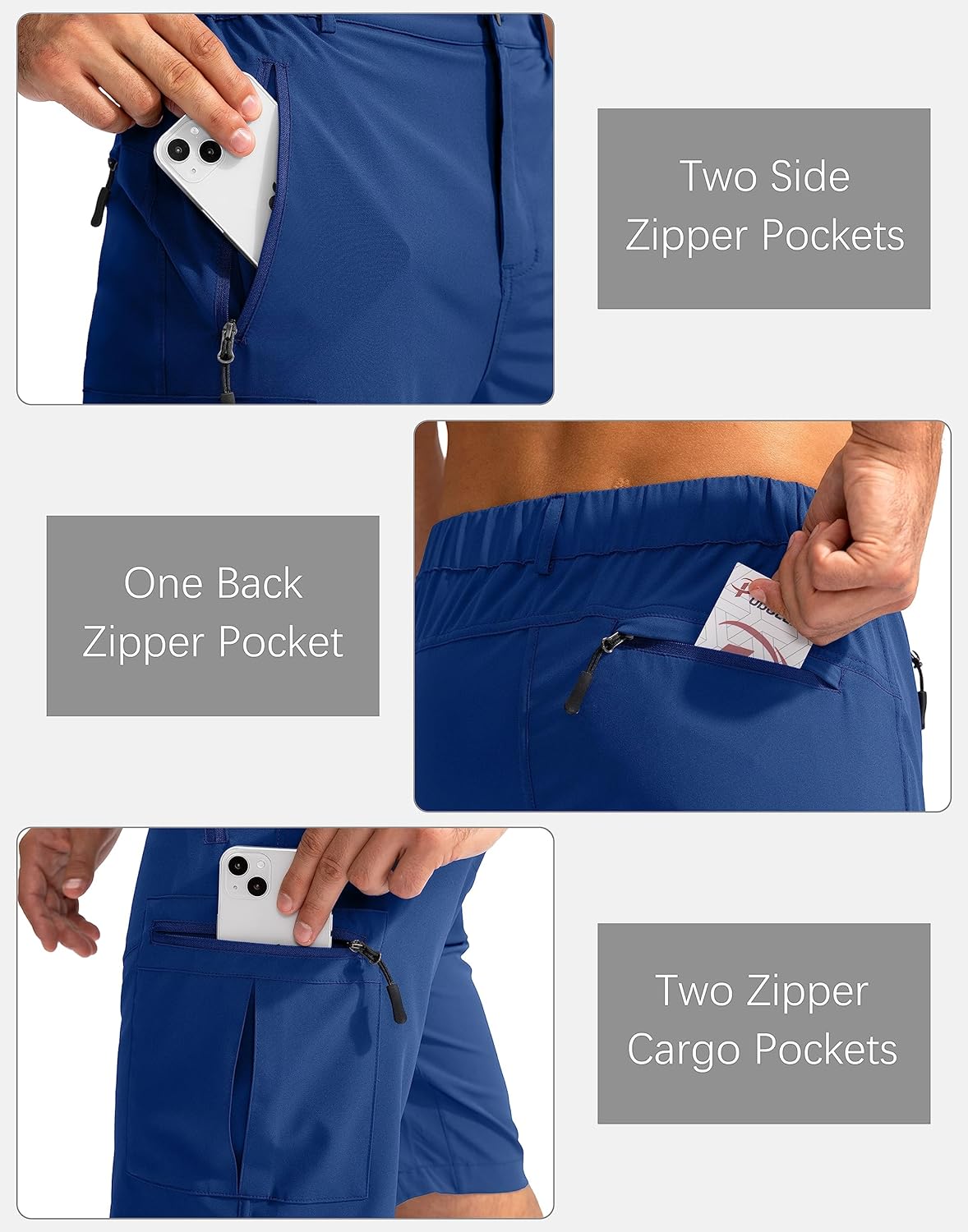 Pudolla Men's Hiking Cargo Shorts 9" Lightweight Outdoor Work Shorts for Men Travel Golf Camping Casual with 5 Zipper Pockets