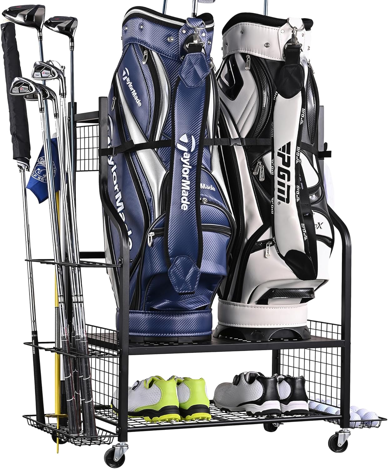 PLKOW Golf Bag Storage Garage Organizer, Extra Large Size Golf Bag Storage Stand and Golf Equipment Rack for Garage,Shed, Basement