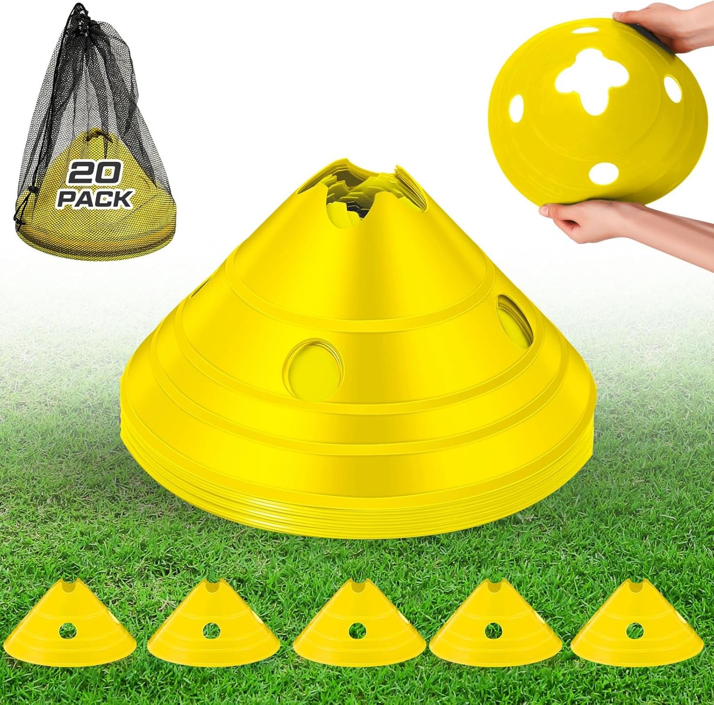 ShinyRelief Jumbo Disc Cones Jumbo Soccer Cones with Mesh Bag Giant Large Agility for Soccer Training Adult Sports