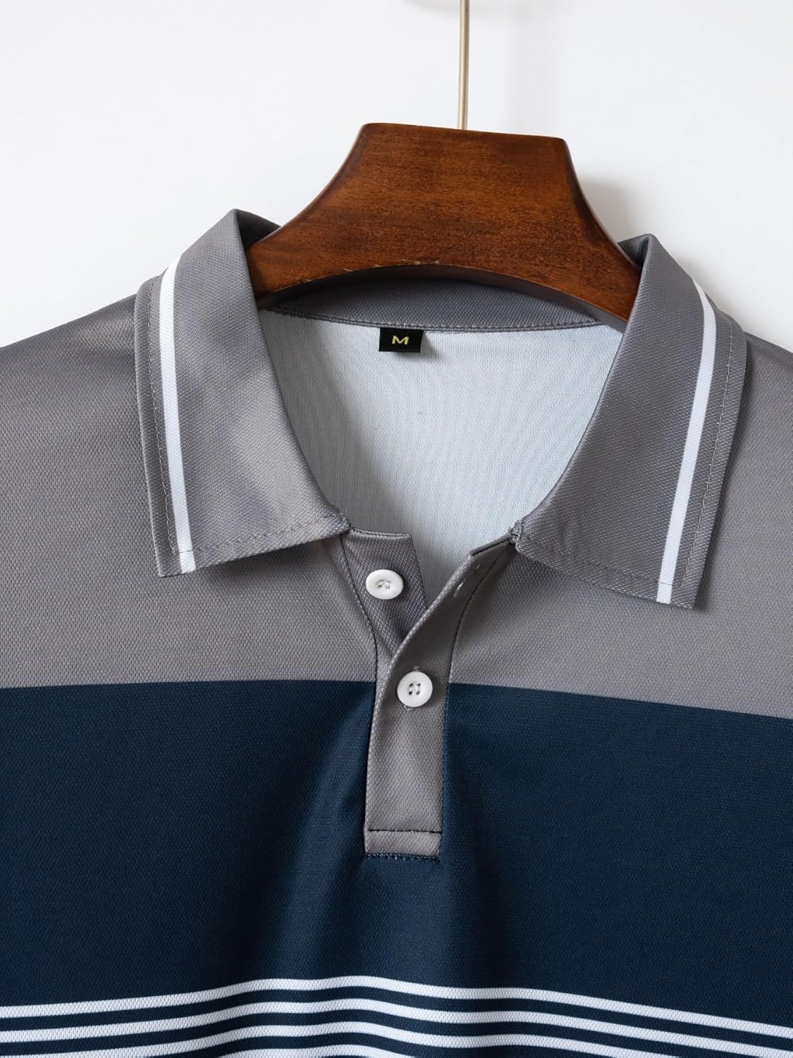 Men's Casual Polo Shirts Short Sleeve Fashion Golf Shirt Classic Striped Slim Fit T-Shirts