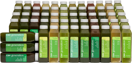Raw Generation 10-Day Lower Sugar Cleanse - Boost Digestion & Eliminate Bloating/Gut, Colon, Liver/Less Sugar & 35gProtein Daily/Non-GMO, 100% Plant-Based Juices