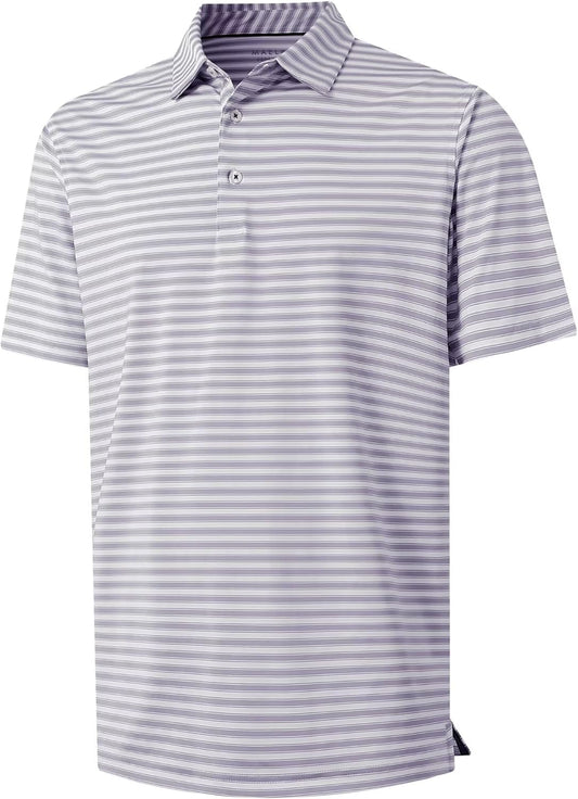 M MAELREG Golf Shirts for Men Short Sleeve Dry Fit Casual Striped Performance Moisture Wicking Collared Mens Polo Shirts