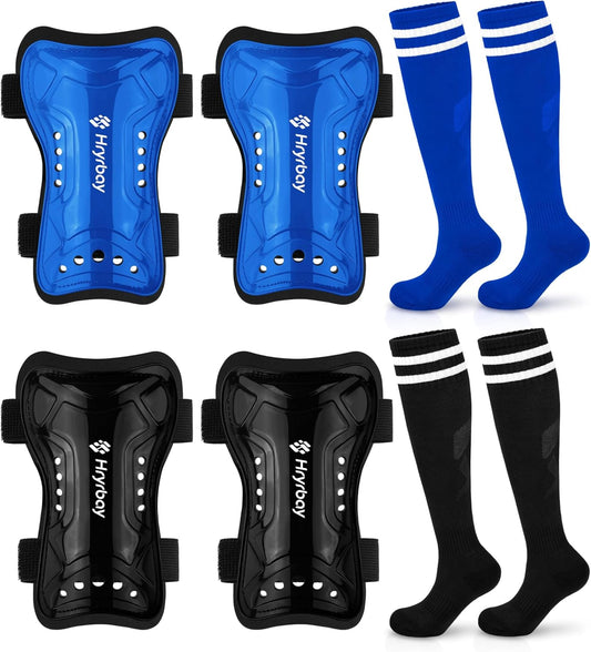 Kids Soccer Shin Guards and Socks Toddler Soccer Shin Pads Protective Defender Gear for 3-15 Years Old Youth Boys Girls