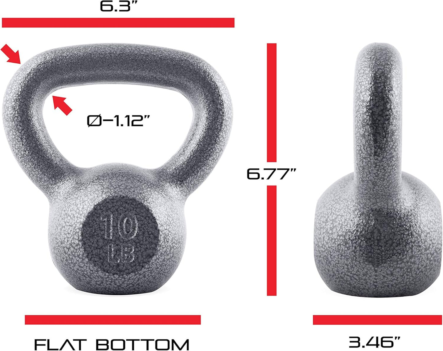 WF Athletic Supply Hammerstone Painted Cast Iron Kettlebells, Home & Gym Equipment, Great for Strength Training, Full Body Workout & Crossfit Training, Color & Size Options Available in 10-80 Pounds