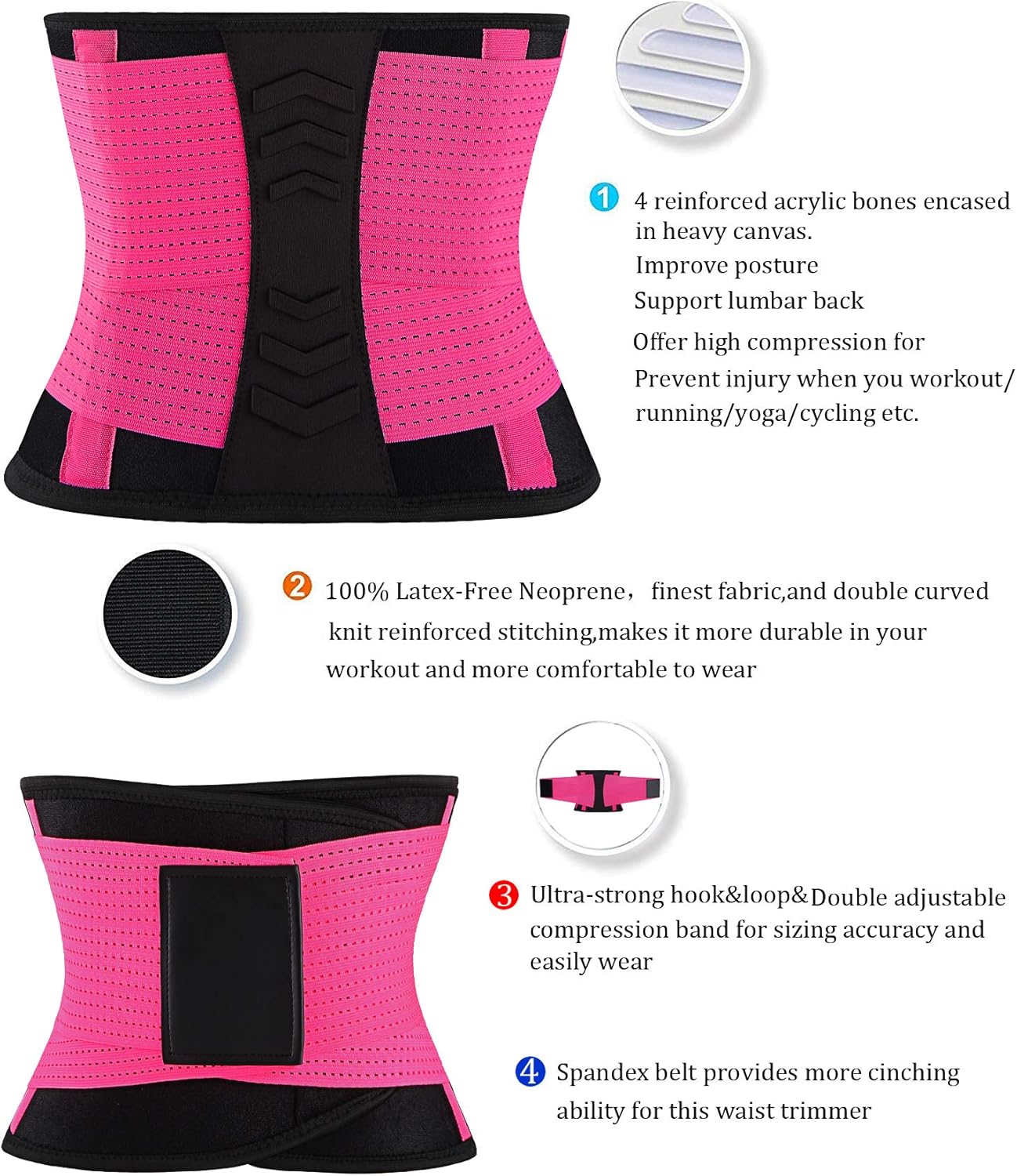 VENUZOR Waist Trainer Belt for Women - Waist Cincher Trimmer - Slimming Body Shaper Belt - Sport Girdle Belt (UP Graded)