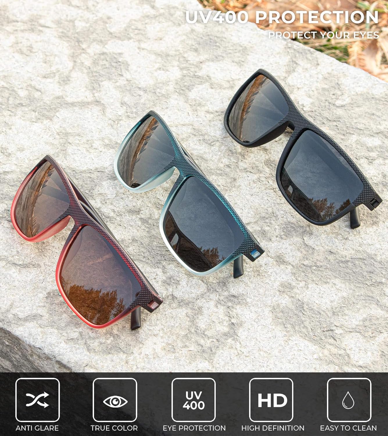 KALIYADI Polarized Sunglasses for Men, Lightweight Sun Glasses with UV Protection for Driving Fishing Golf