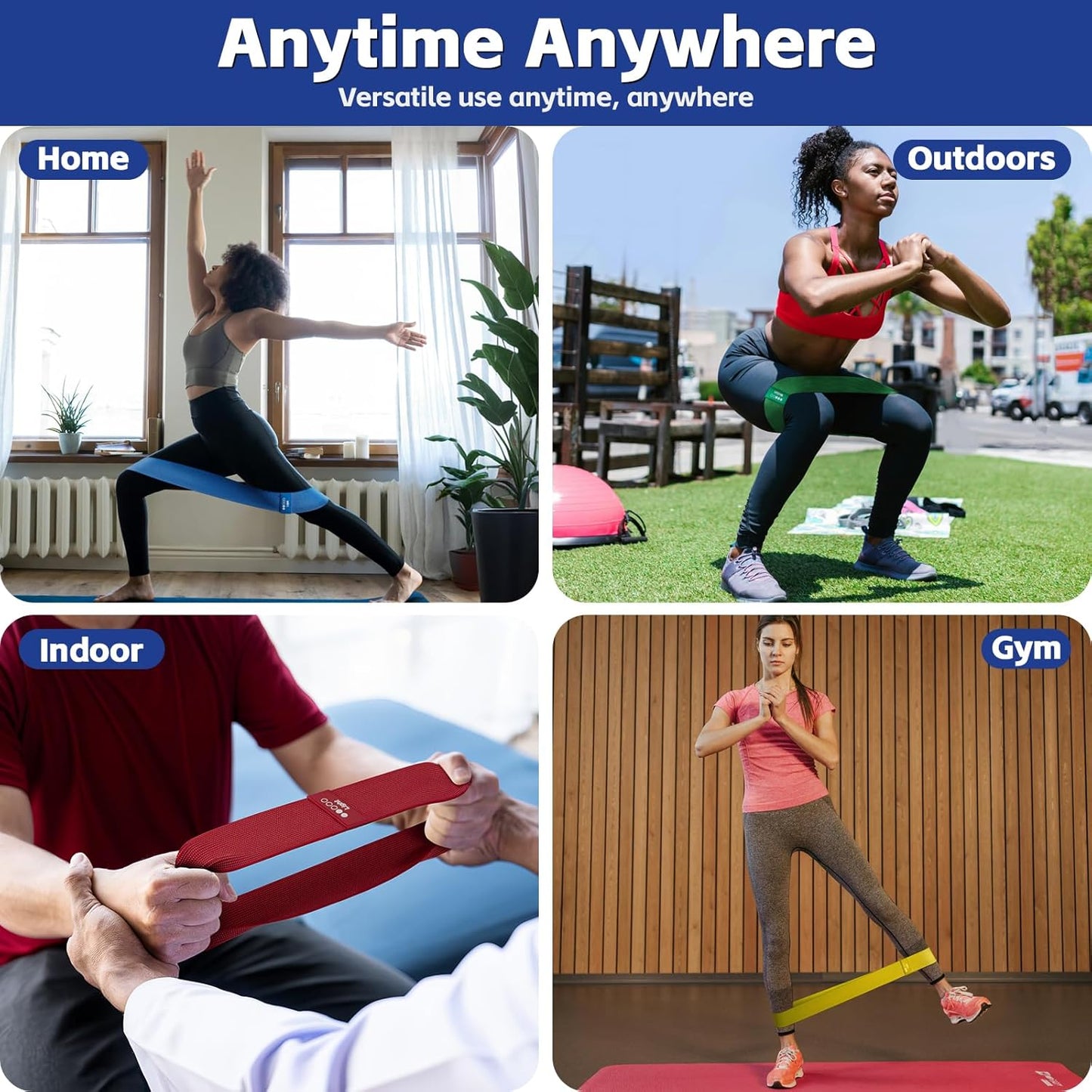 Resistance Bands for Working Out - Exercise Bands Set with Workout Guide - Fabric Elastic Bands for Physical Therapy - Fitness Bands Ideal for Legs Hip Glute