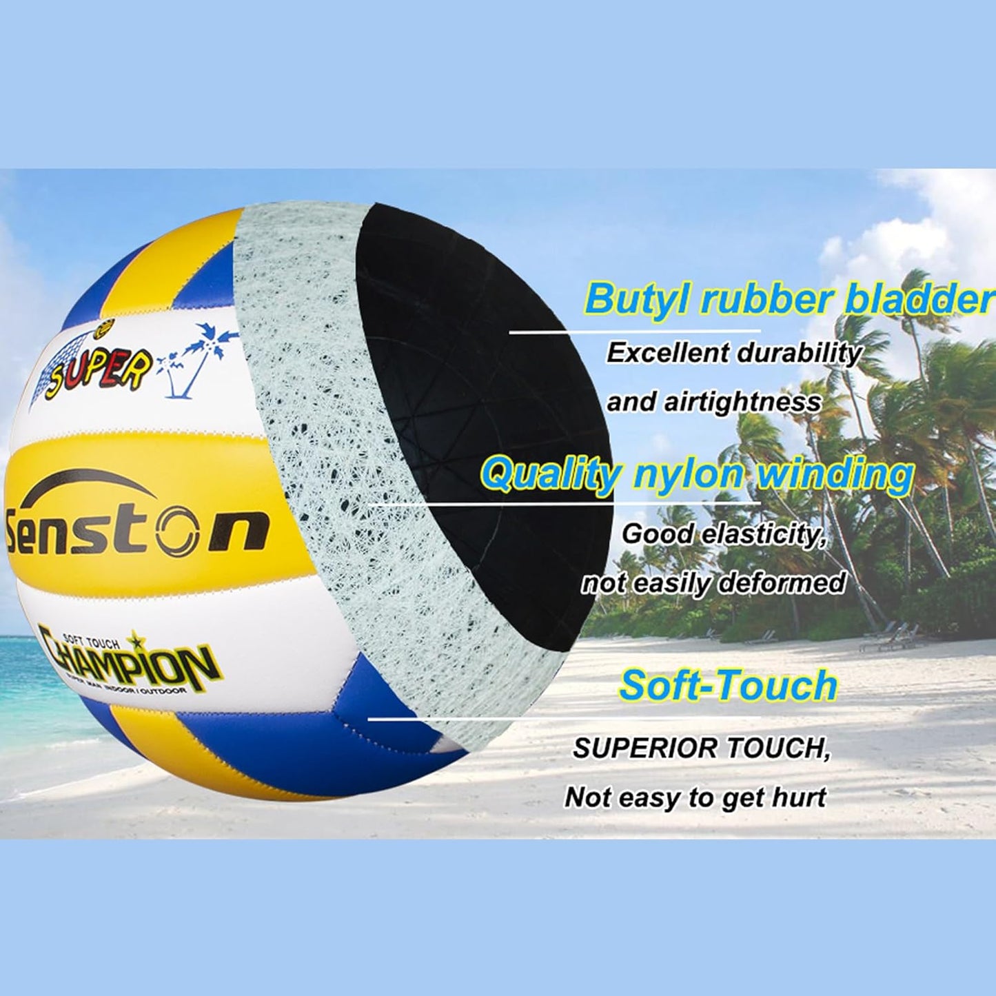 Senston Volleyball Official Size 5 - Waterproof Indoor/Outdoor Soft Volleyball for Kids Youth Adults,Beach Play, Game,Gym,Training