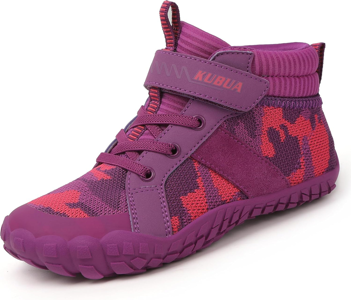 KUBUA Kids High Top Barefoot Shoes Boys Girls Minimalist Sneakers Lightweight Comfort Zero Drop Shoes Toddler Little Big Kid