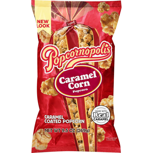 Popcornopolis 9.5 oz Bag, Caramel Flavored Indulgent Popcorn