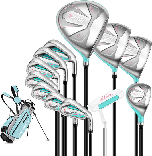 PGM Women's Oversea 9/12 Pieces Complete Golf Club Set with High-Strength Thin Face Design 460cc Driver