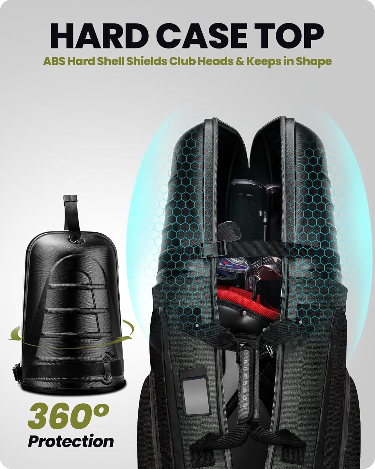 OutdoorMaster Golf Travel Bags for Airlines with Wheels and Hard Case Top, Protect Golf Clubs, Lightweight and Easy to Maneuver, Upgrade Version