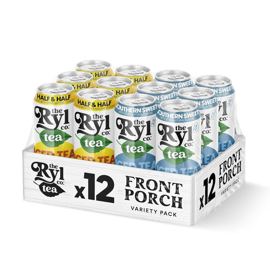 Ryl Iced Tea Front Porch Variety Pack, Sweet Tea and Half N' Half – Antioxidant Superblend, No Artificial Ingredients, Zero Sugar, Five Calories, Low Carb, Non-GMO, Made in the USA, 12-Pack, 16 Fl Oz