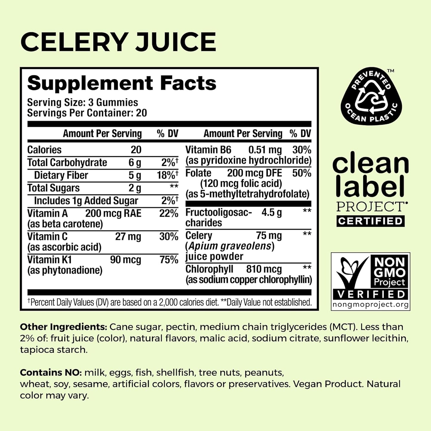 HUM The First Prebiotic Celery Juice Fiber Gummies, Supports Detoxification, A Daily Green Boost Includes Celery Juice, Chlorophyll, Prebiotic Fiber (60-Count)