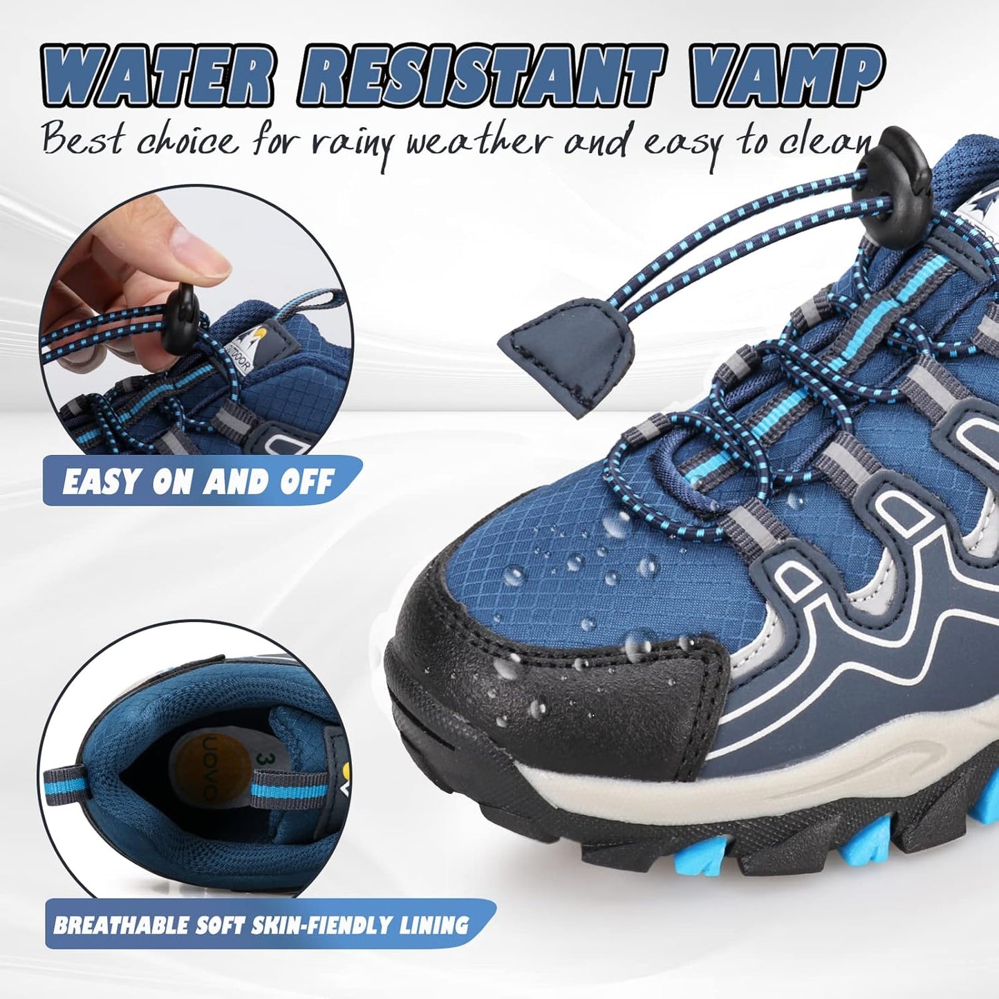 UOVO Boys Girls Kids Sneakers Hiking Running Outdoor Walking Tennis Shoes Waterproof Non Slip Fashion Sneakers(Little/Big Kids