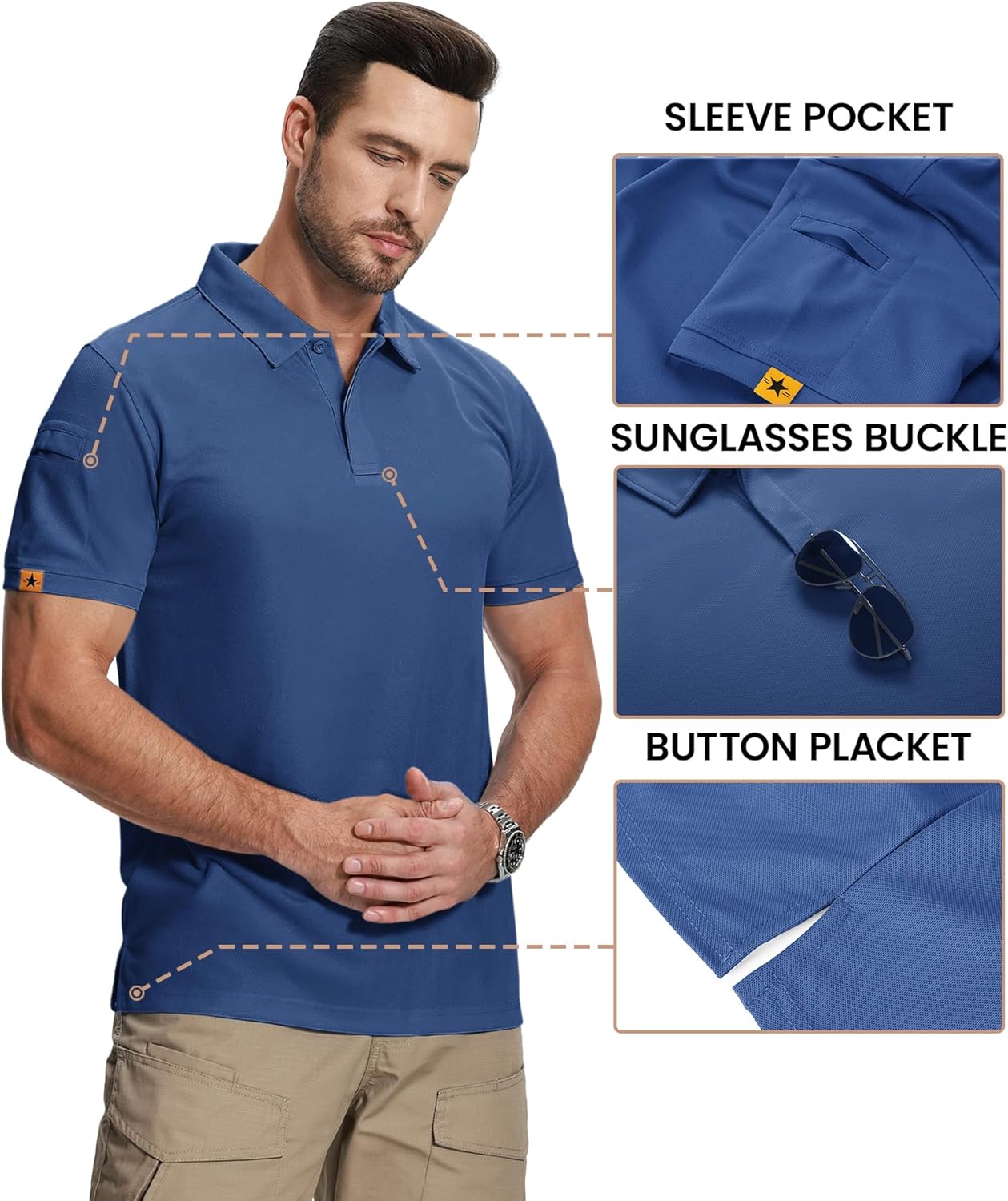 ZITY Mens 2 Pack Polo Shirts Short Sleeve Performance Sports Golf Shirt for Men Tactical Shirt