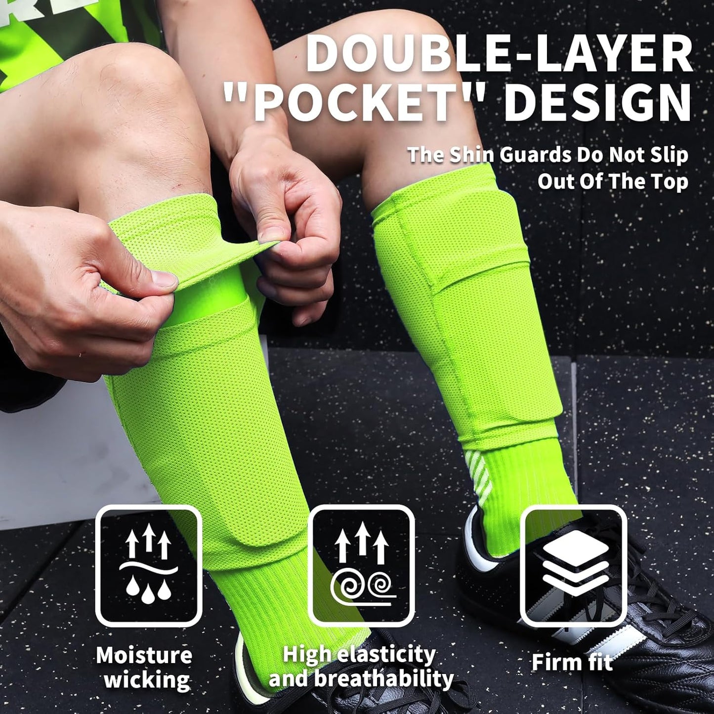 Soccer Shin Guards for Kids Youth Adults - Shin Pads and Sleeves with Optimized Insert Pocket for Boys Girls Men Women for Football Games - Protective Soccer Equipment