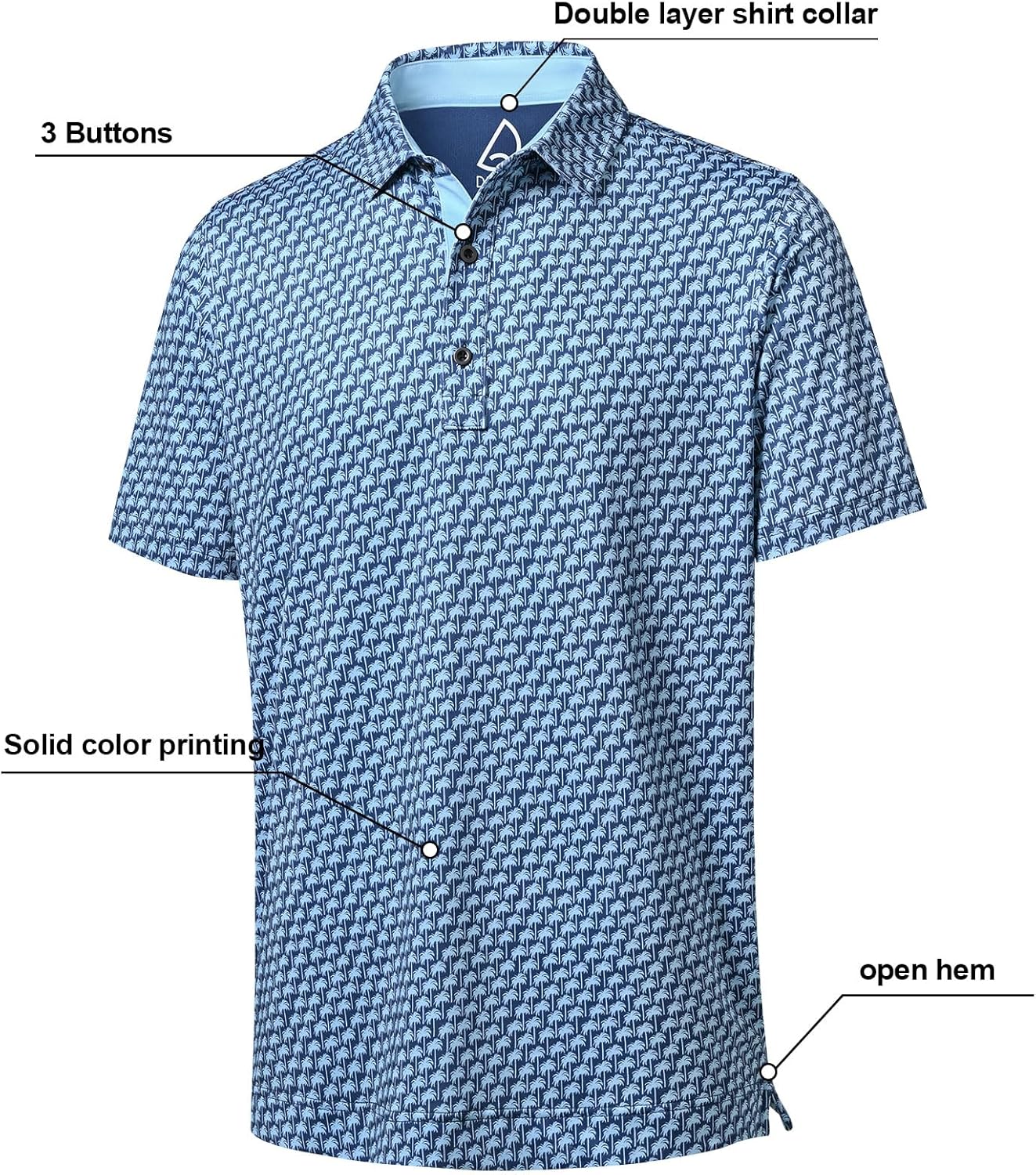 DEOLAX Mens Polo Shirts Fashion Print Mens Golf Shirt Dry Fit Mens Golf Polo Short Sleeve Quick Dry Funny Golf Shirt for Men