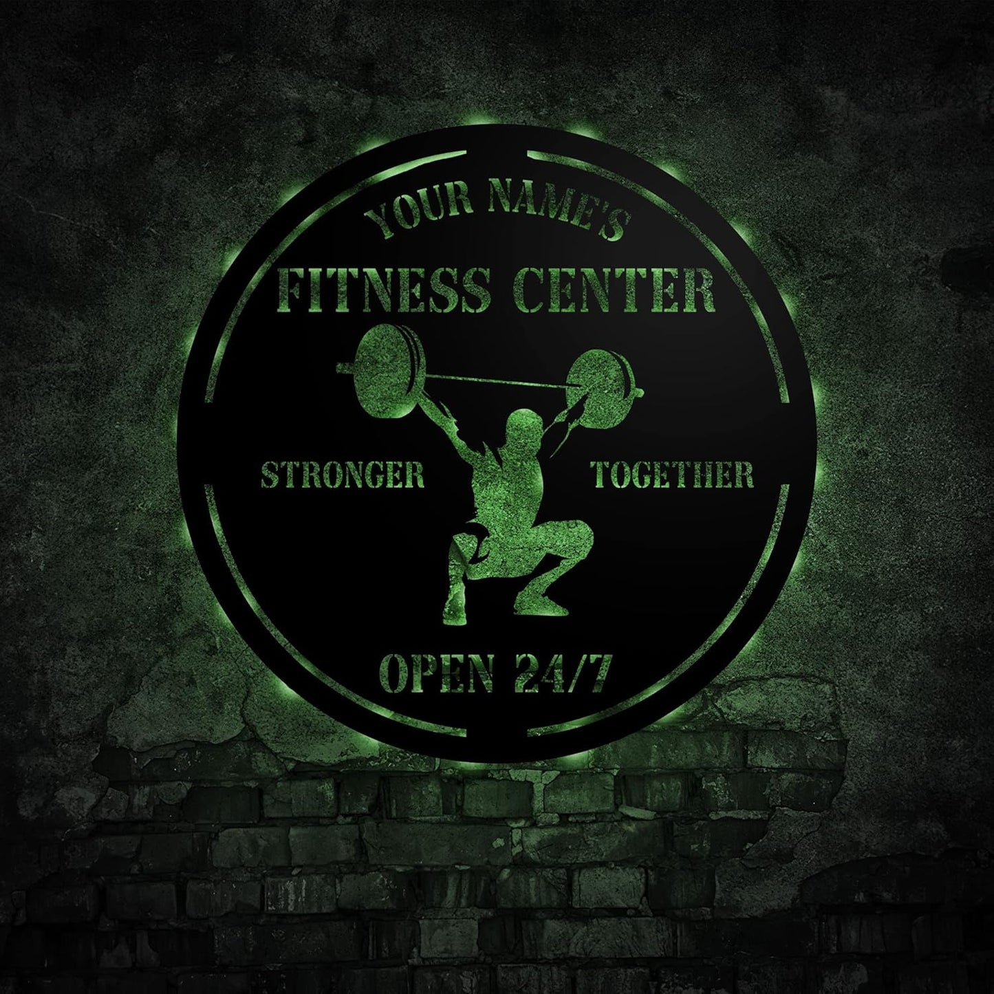 Personalized Home Gym LED Tin Metal Sign Multiple Sizes, Gym Sign Wall Decor, Exercise Workout Room Decor Fitness Center, Motivational Inspirational Hanging Wall Art Wall Plaque (04 w/lights)