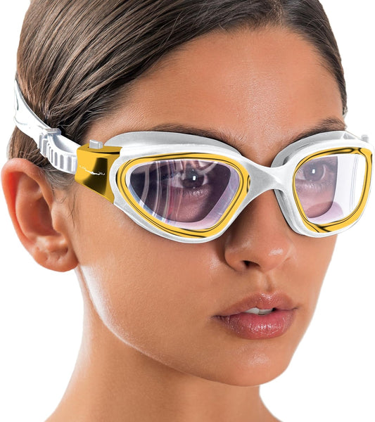 AqtivAqua Swimming Goggles, DX Wide View Swim Goggles for Adult Men Women, Anti Fog No Leaking