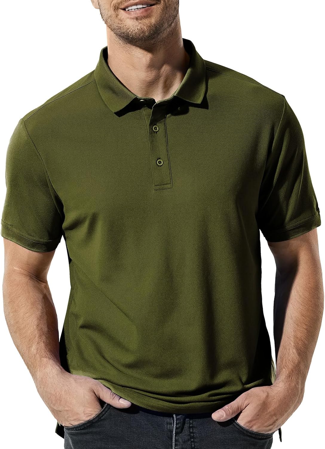 MIER Polo Shirts for Men Short Sleeve Quick Dry Polyester Collared Shirts Casual Golf Shirts, Moisture-Wicking