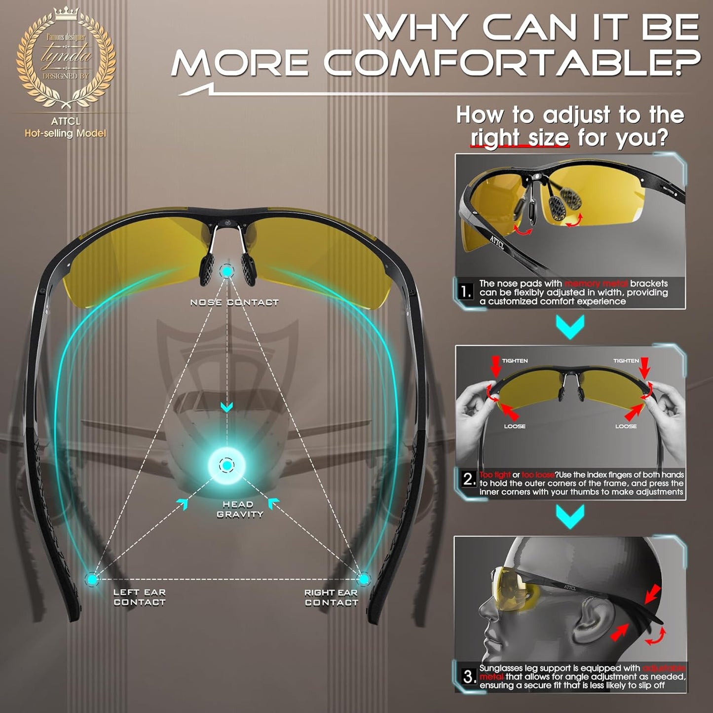 ATTCL Men's Sports Polarized Sunglasses Men for Driving running Fishing Golf - UV Protection Sun glasses Metal Frame