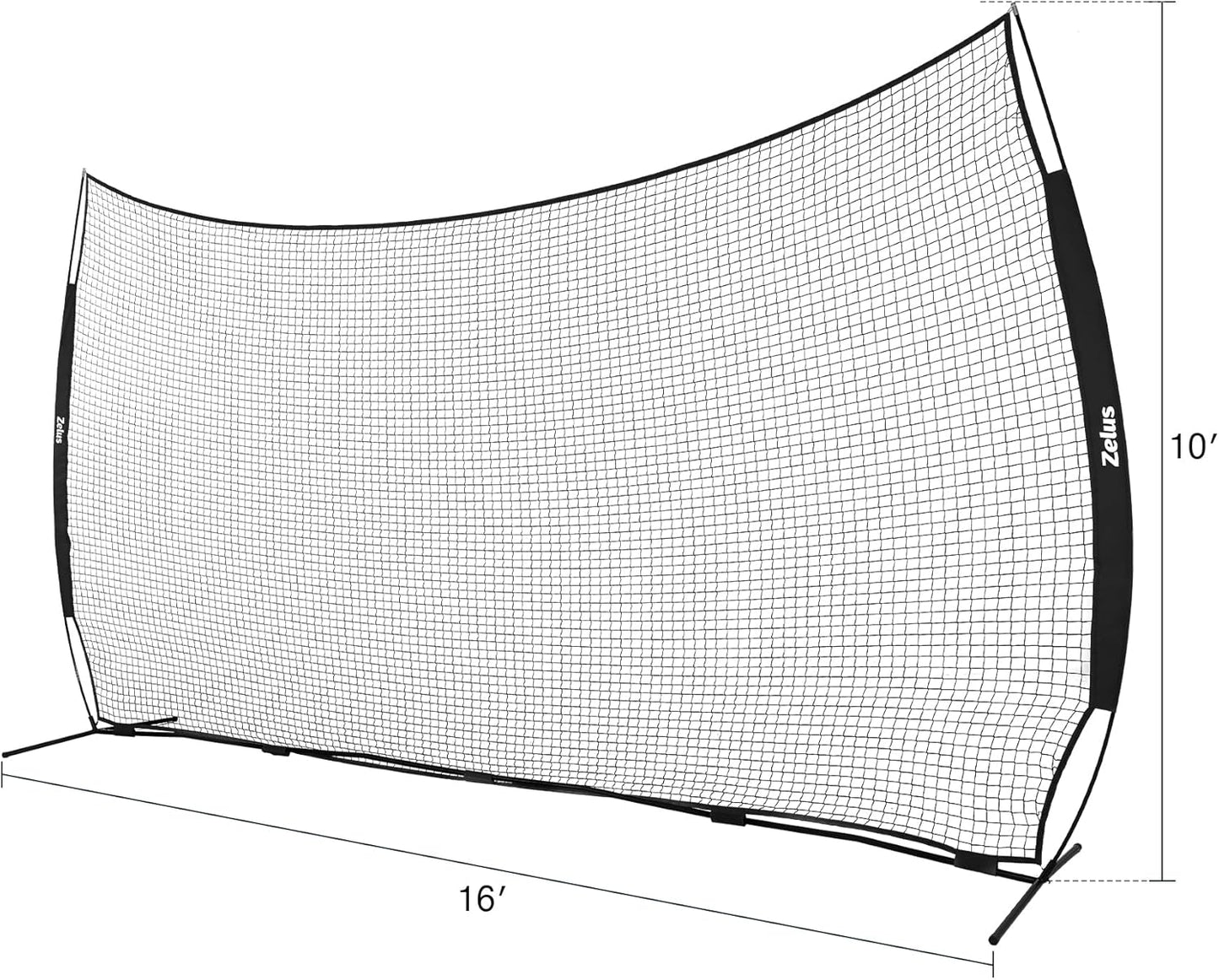 12x9ft / 16x10ft Barricade Backstop Net, Ball Sports Barrier, Practice Net for Baseball, Softball, Lacrosse, Soccer, Basketball and More