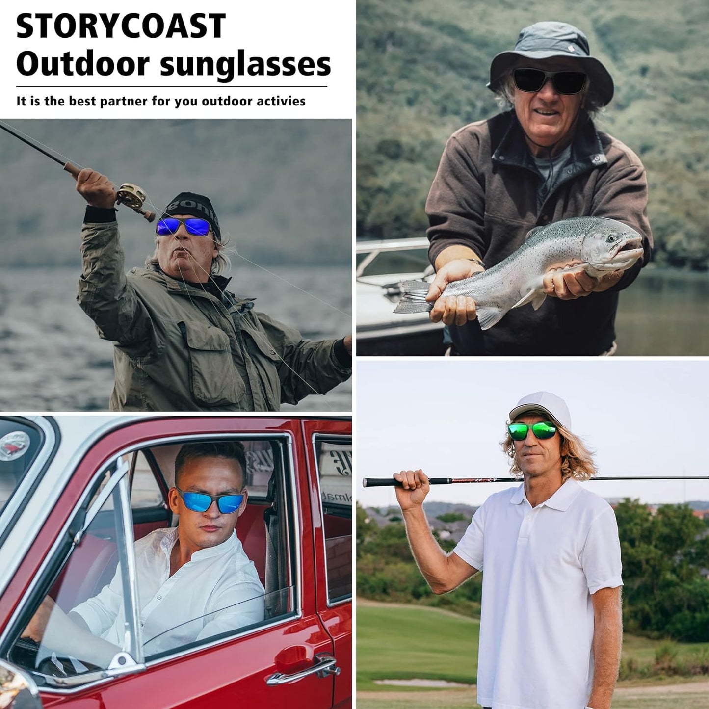 STORYCOAST Polarized Sports Sunglasses for Men Women Unbreakable Frame Cycling Fishing Driving