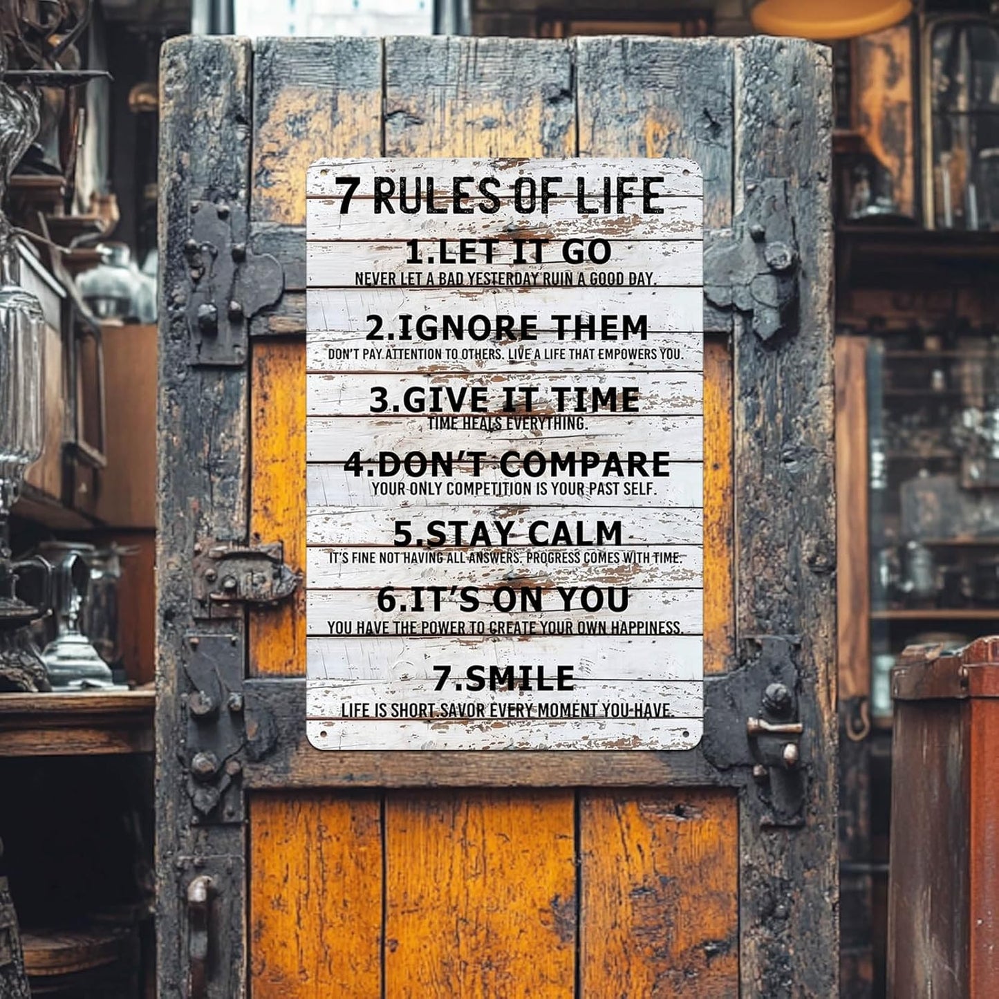 Teen Boys Room Decor - Cool Inspirational Wall Art Teenage Girl Bedroom Stuff 7 Rules of Life Metal Tin Signs for 10-18 Year Old Teens Room Accessories 8x12 Inch