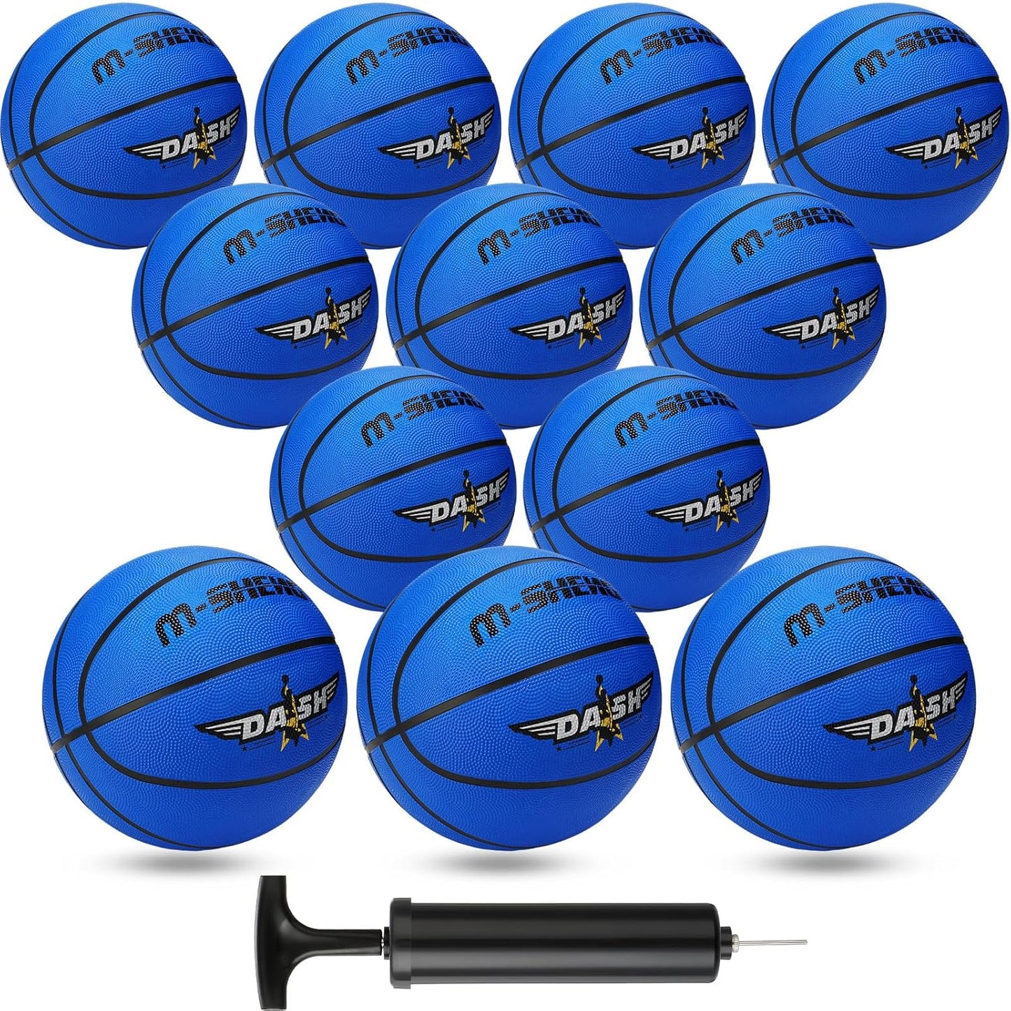 Jerify 12 Pieces Basketballs Bulk Official Size 7 Rubber Basketballs 29.5 Rubber Inflatable Basketballs with Pump Indoor Outdoor Basketballs Bulk Standard Basketball for Training and Play