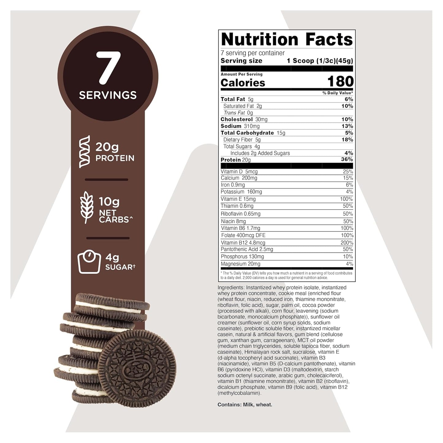 TransformHQ Meal Replacement Shake Powder 7 Servings (Cookies & Cream) - Gluten Free, Non-GMO