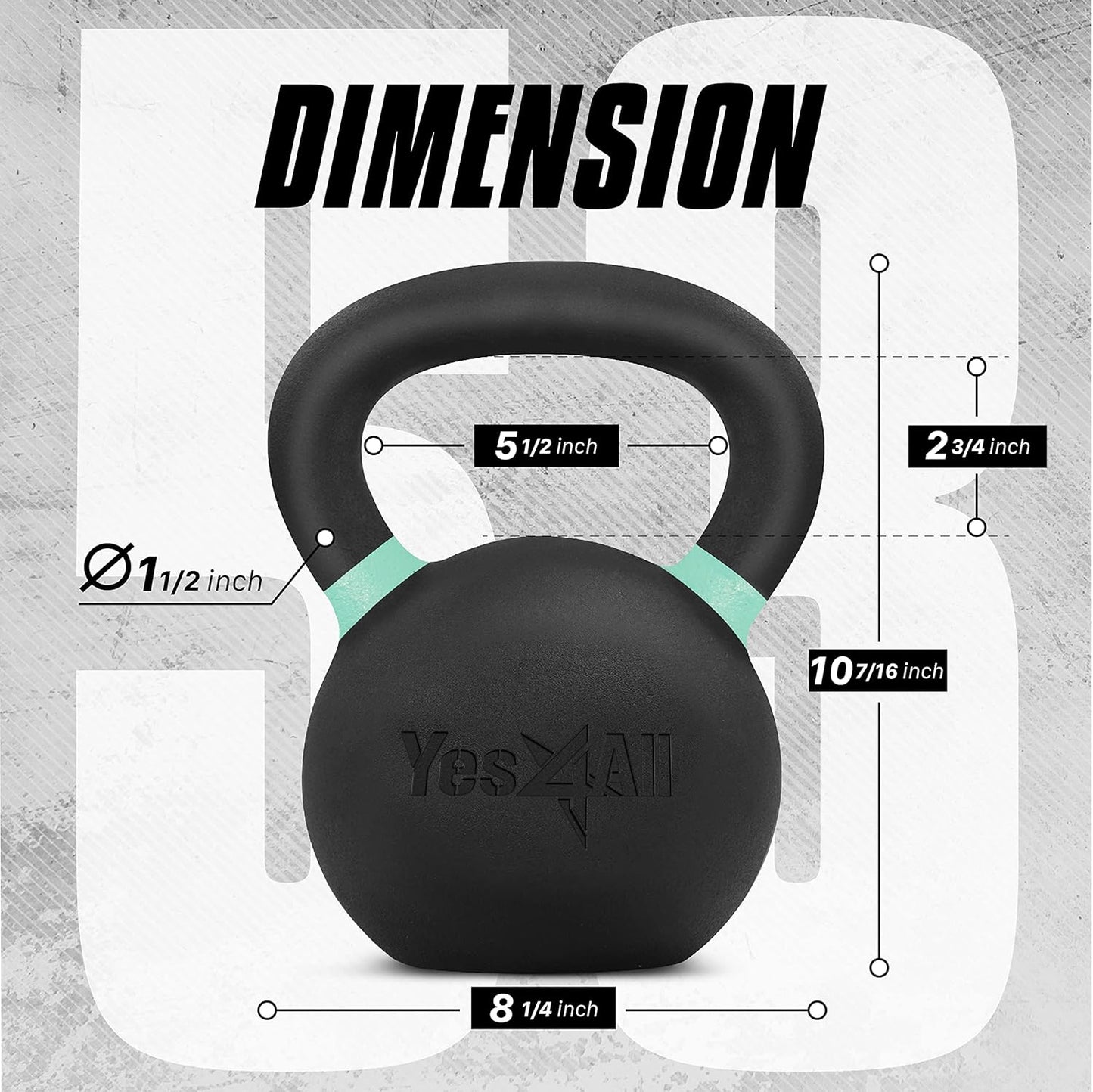 Yes4All Powder Coated Cast Iron Kettlebell Strength Training Kettlebells Weight Set for Full Body Workout, Home Gym