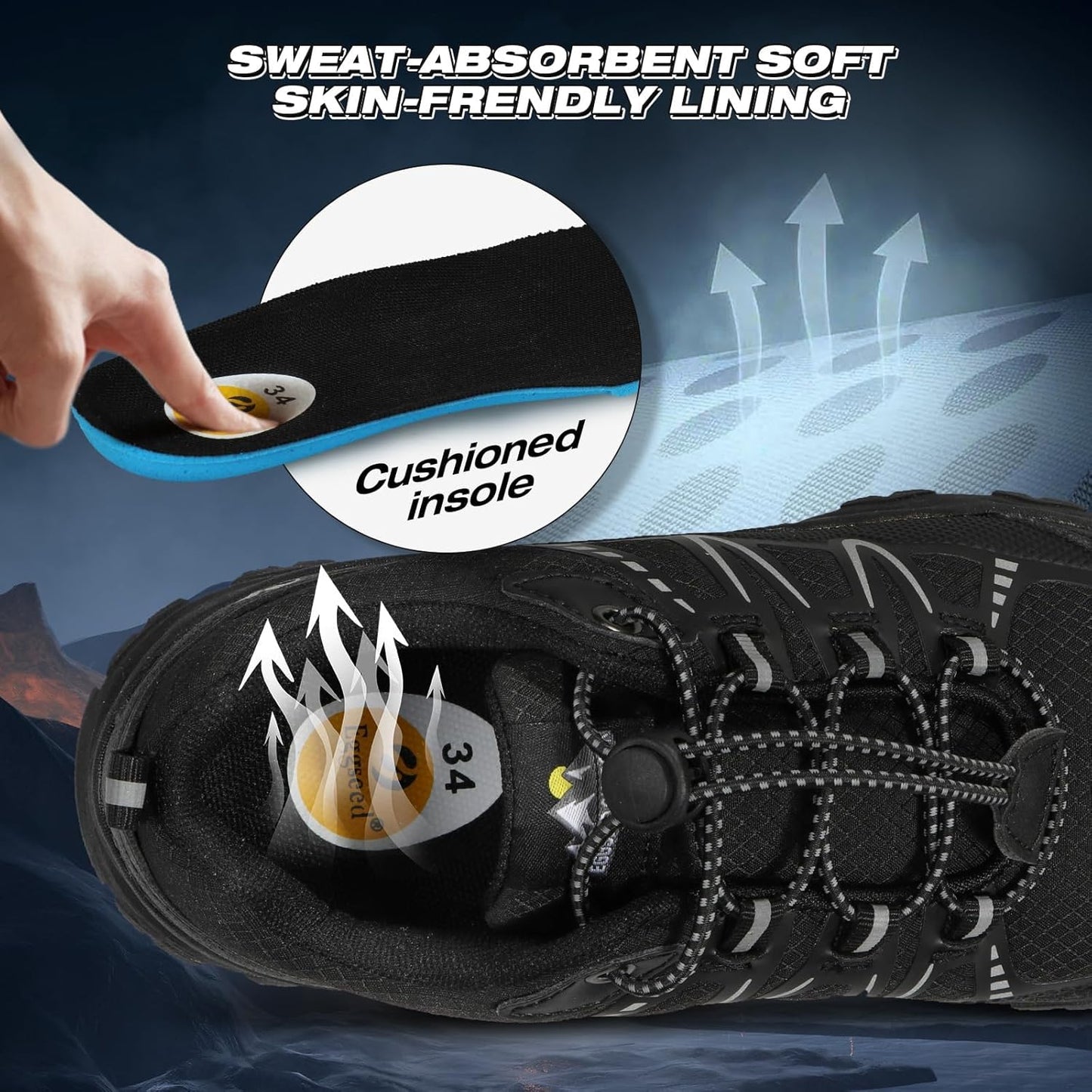 UOVO Boys Girls Hiking Shoes Kids Waterproof Running Trail Fashion Sneakers Breathable Lightweight Non-Slip Outdoor Walking Sports Shoe(Little/Big Kids)