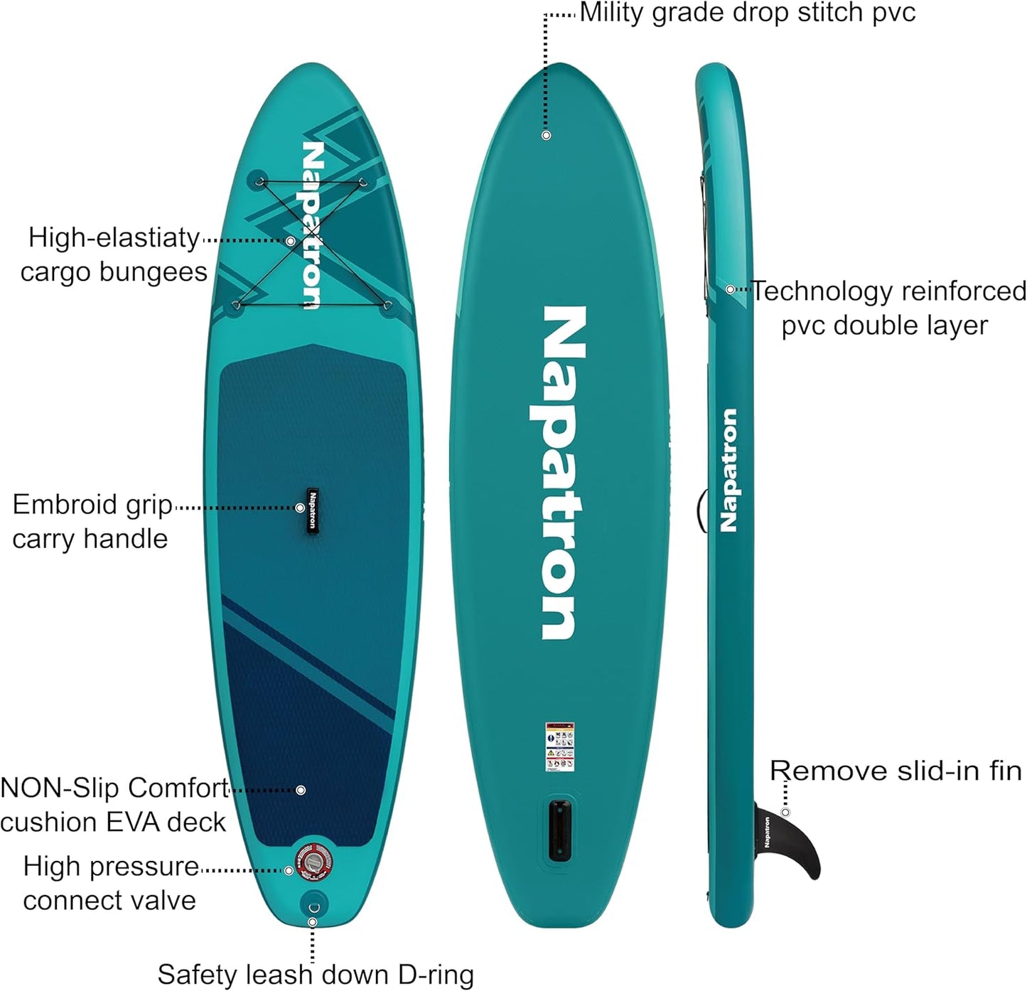 Napatron Family Inflatable Stand Up Paddle Board, Sup,Stable Wide Design,350LBS Capacity,Complete Paddle Board Package with Fast Action Pump,Leash,Ideal for Beginners/Youth & AllSkill Levels